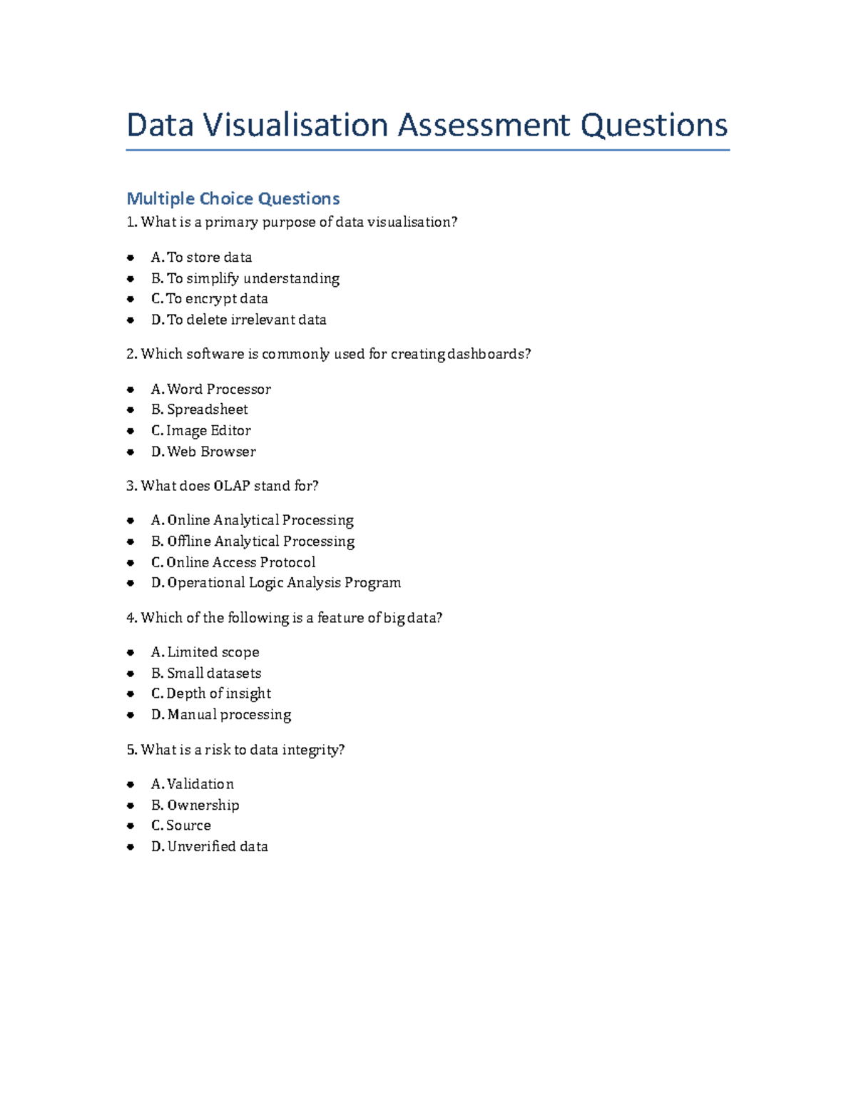 Data Visualisation Questions - Assessment Overview and Key Concepts ...