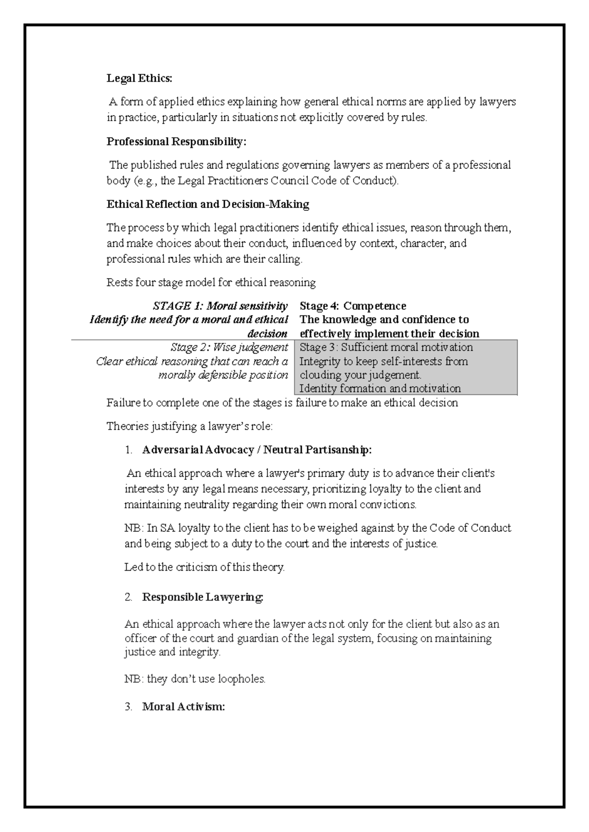 Legal Ethics and Professional Responsibility: Lecture 14-16 Notes - Studocu