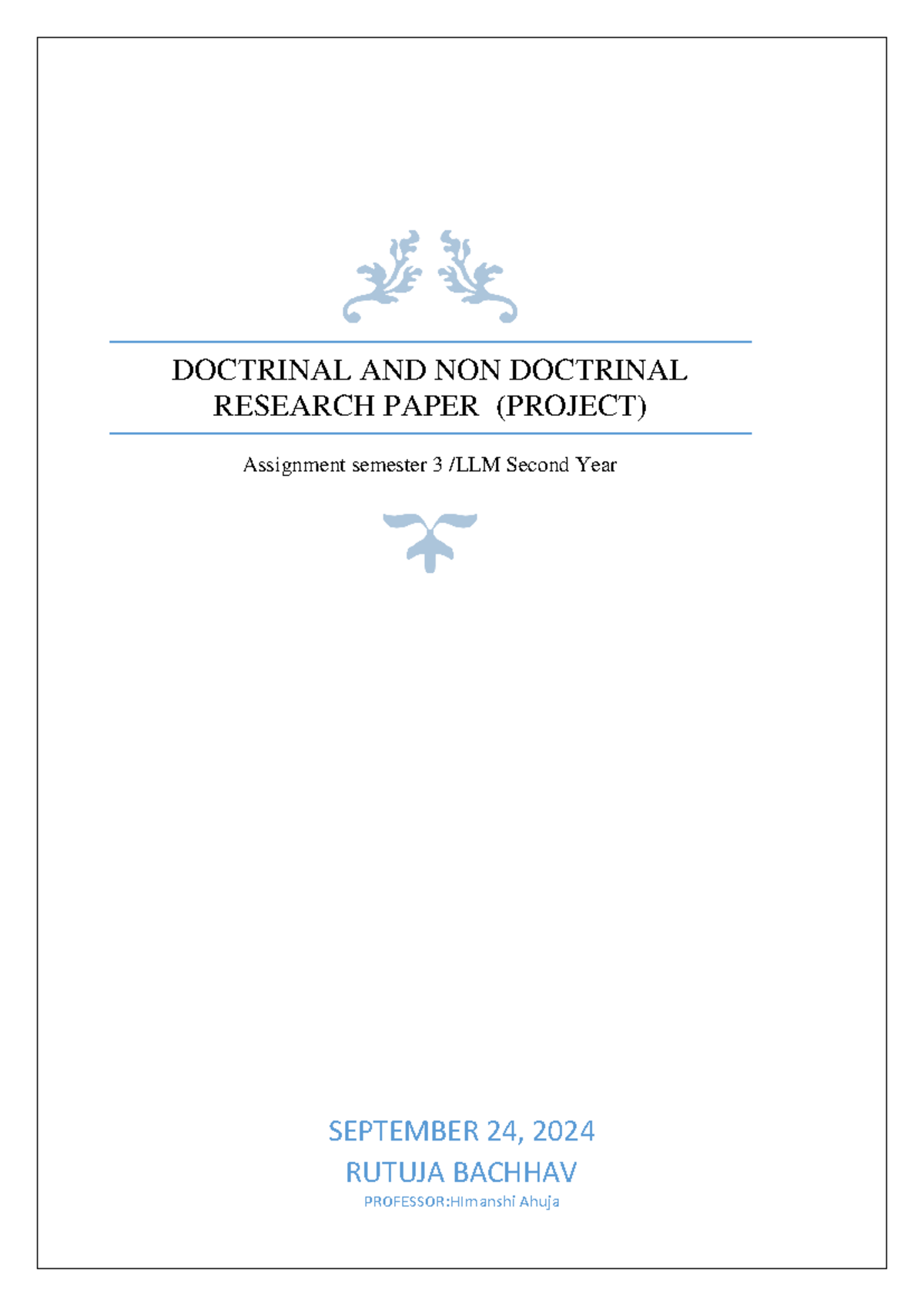 DOC AD NON Doctrinal PRO - DOCTRINAL AND NON DOCTRINAL RESEARCH PAPER ...
