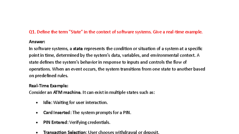STM 5 Marks UNIT 4 - State Transition Modeling and Testing - Studocu