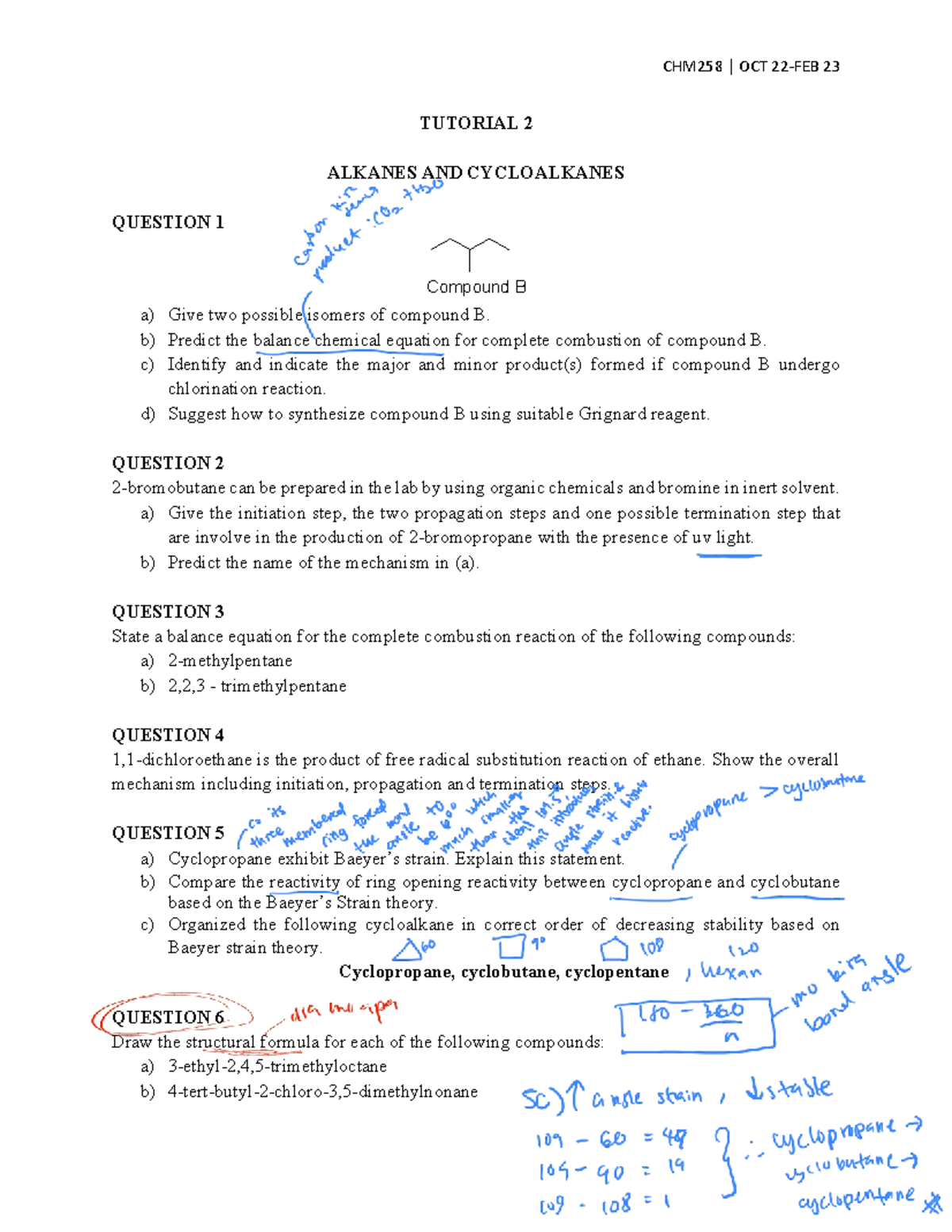 Tutorial 2 CHM258tutorial 2 CHM258 - CHM258 | OCT 22-FEB 23 TUTORIAL 2 ...