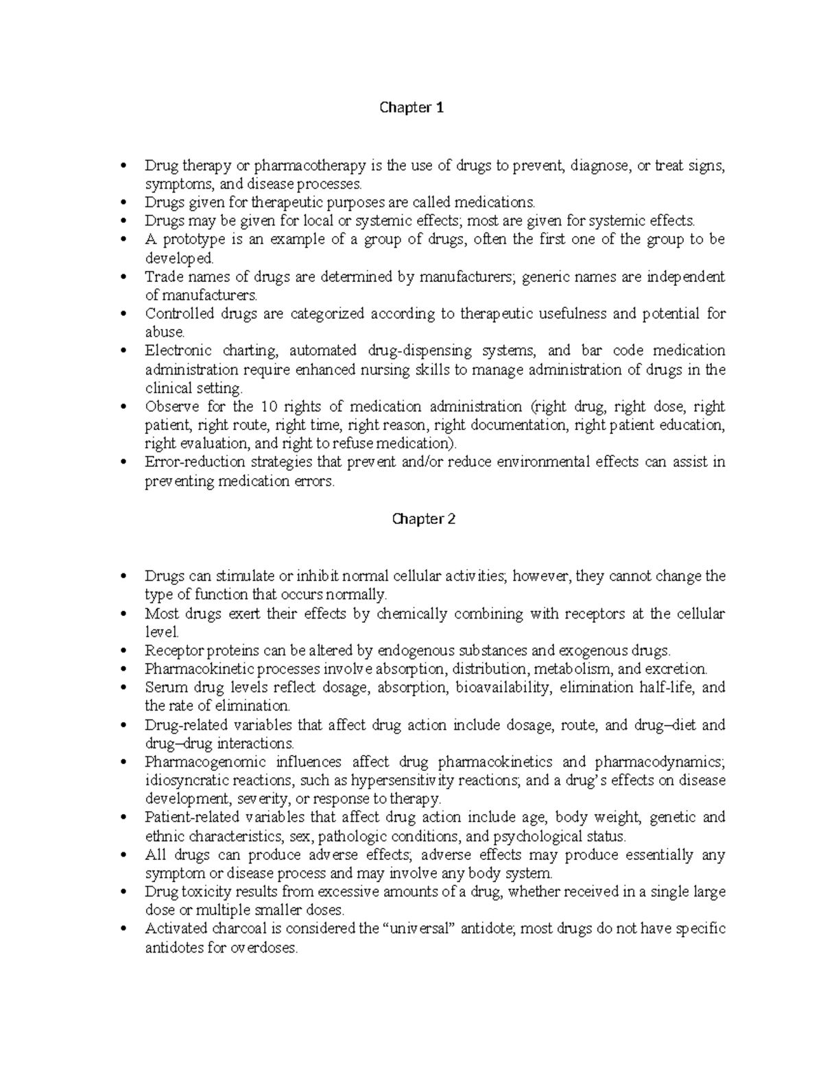 Pharm Exam 1 Chapte r Highlights - Chapter 1 Drug therapy or ...