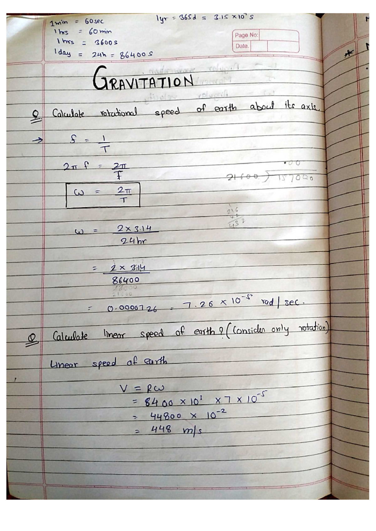 Gravitation Notes (PHYS 101): Understanding Earth's Rotational and ...