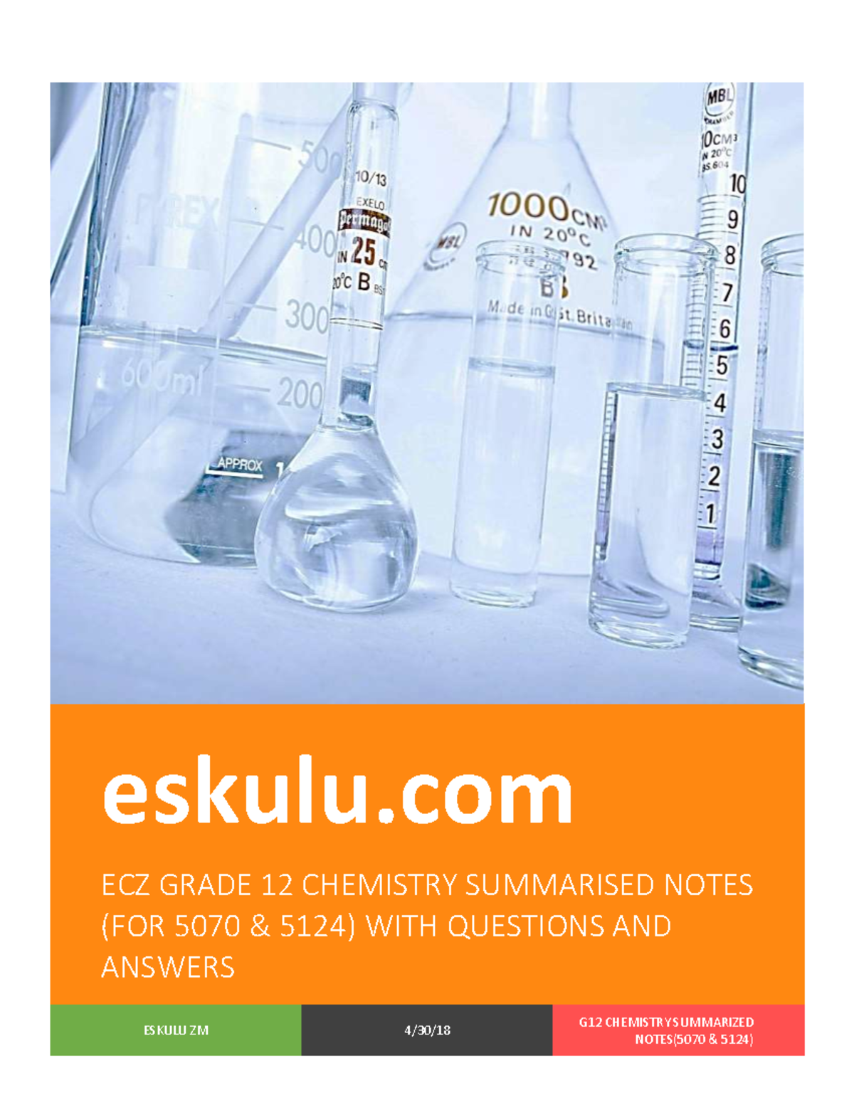 Grade 12 Chemistry Summary Notes (5070 & 5124) with Exam Questions ...