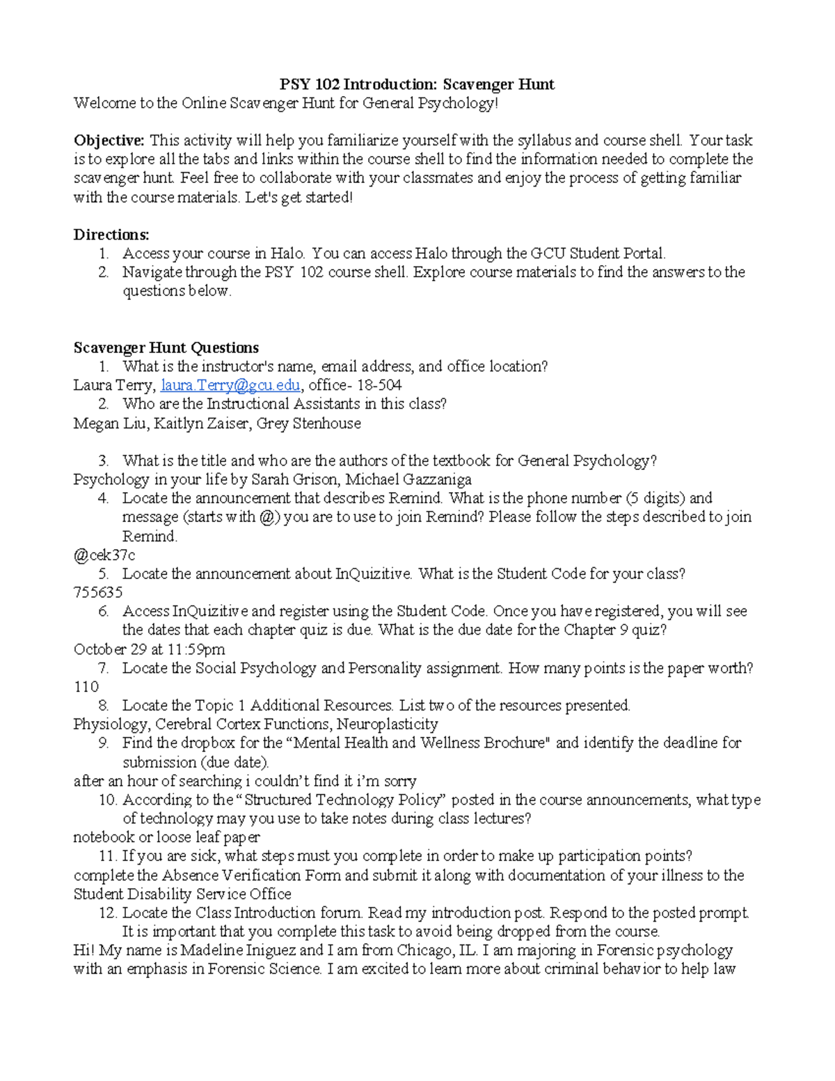 PSY102 Final Scavenger Hunt: Navigate Your Course Shell Essentials ...