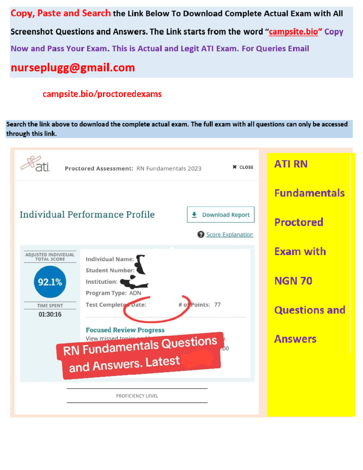Ace ATI RN Fundamentals 2023-2026 Proctored Exam NGN 70 Qs & Answers ...