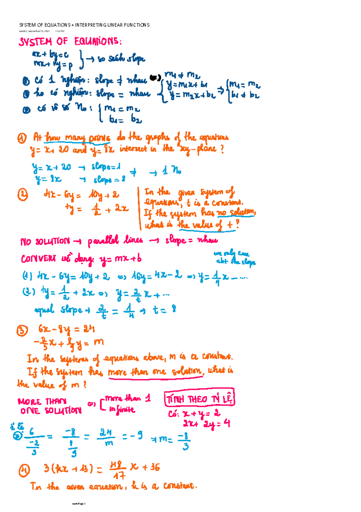 MATH 101: System of Equations & Interpreting Linear Functions - Studocu