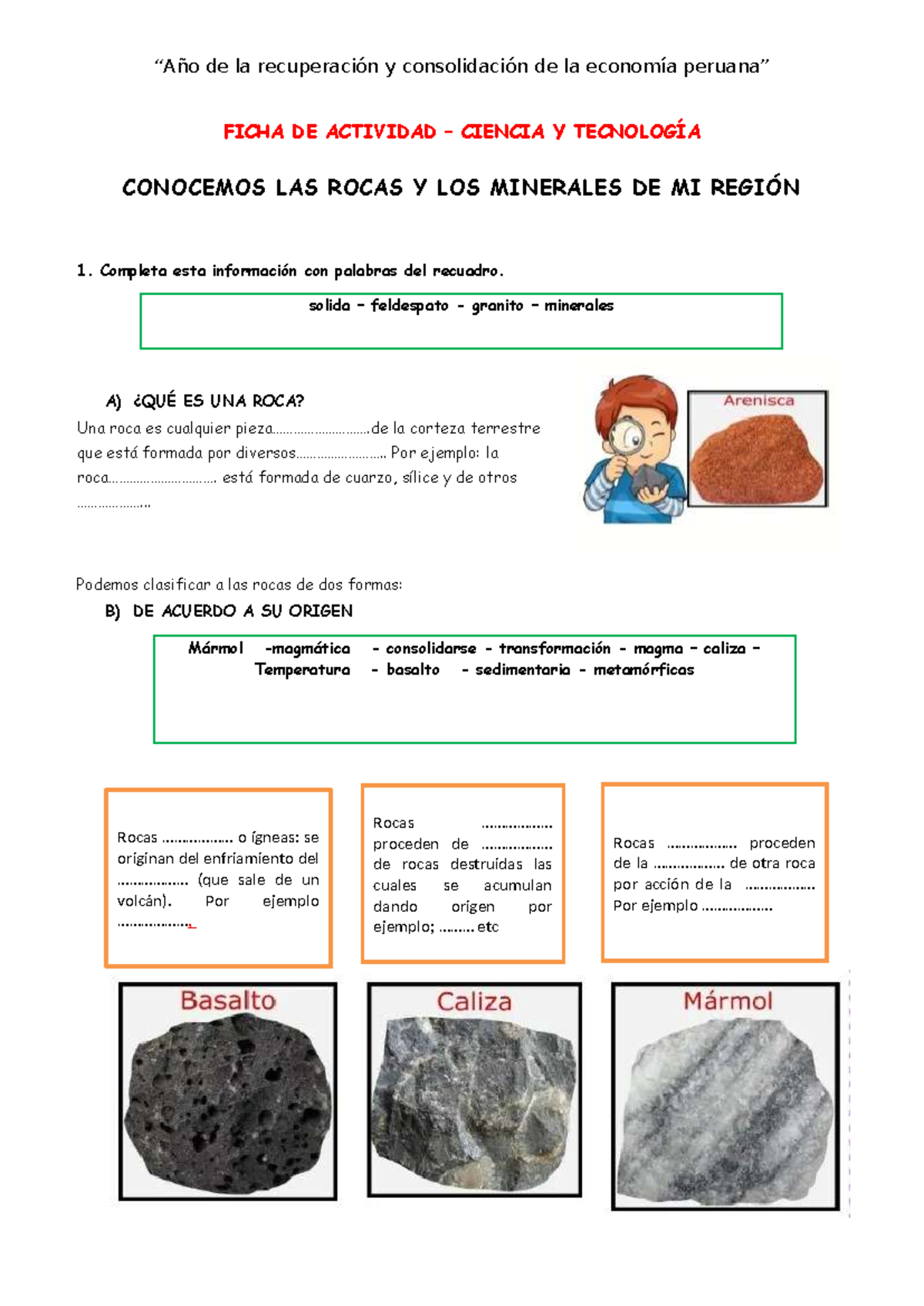 Ficha MART-CYT: Conocemos las Rocas y Minerales de Mi Región - Studocu, image size:1200x1696