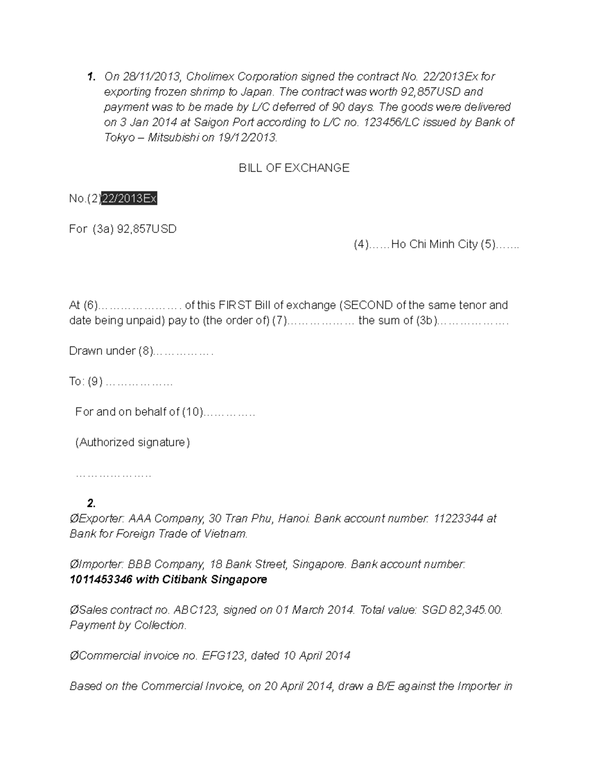 IB Exercise - Export and Payment Procedures Case Study - 2022 - Studocu