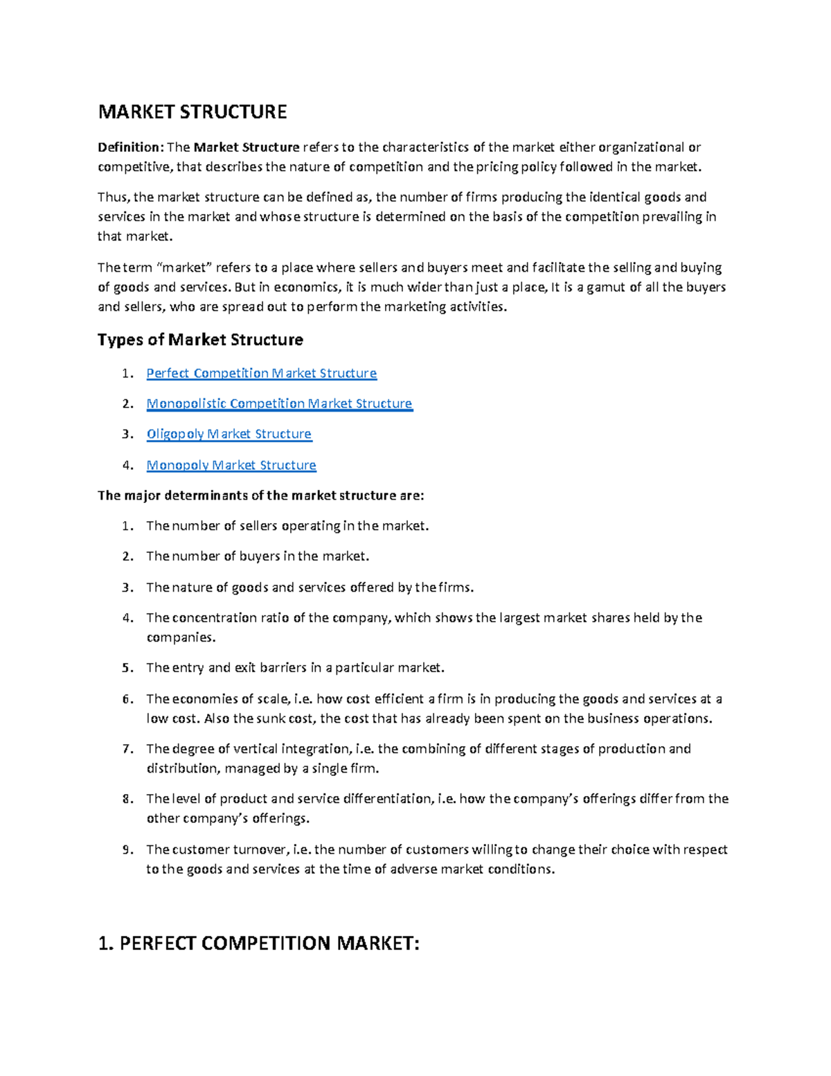Economics of Marketplace: Market Structure Overview (Lesson 4) - Studocu