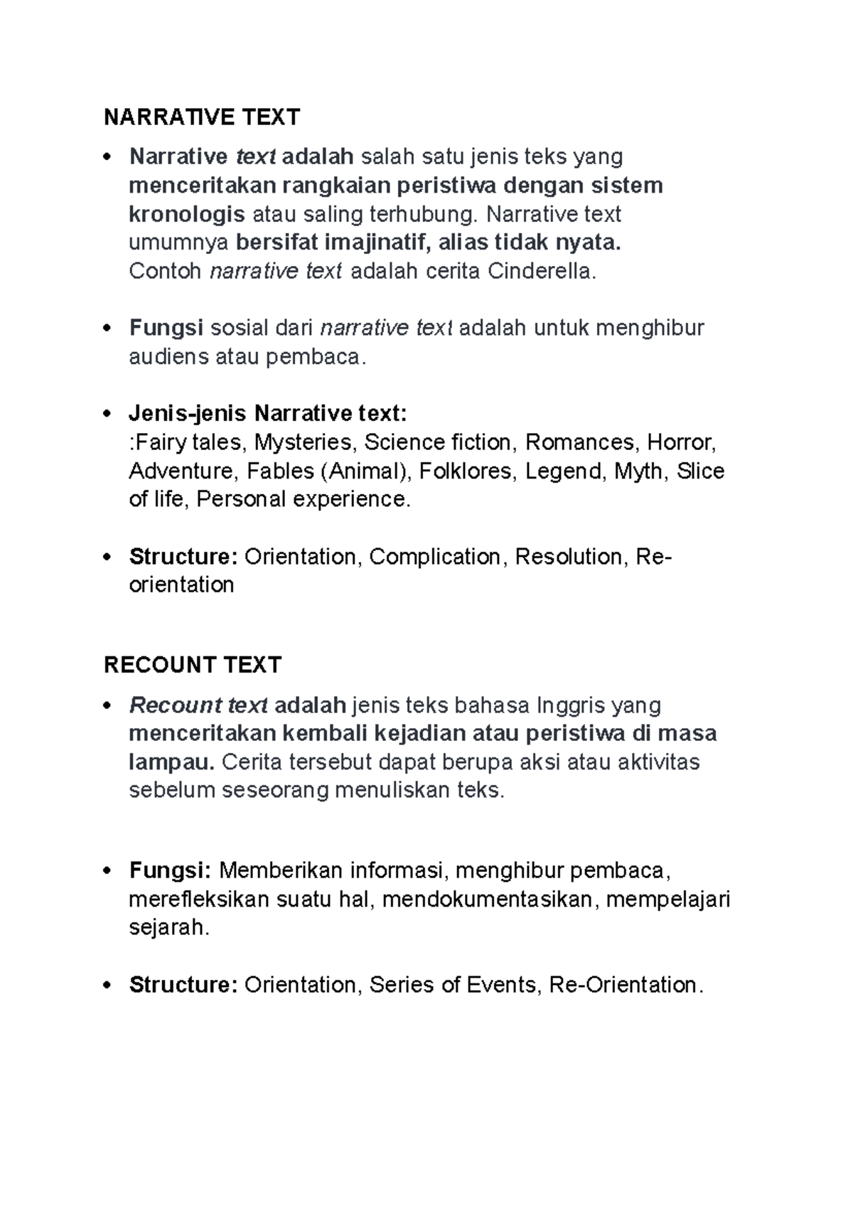 B.Ing & SBK - Latihan Soal Teks Naratif dan Recount - Studocu