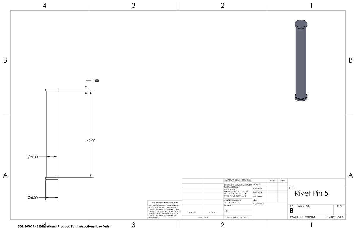 Rivet Pin 5 - Technical Drawing and Specifications - Studocu