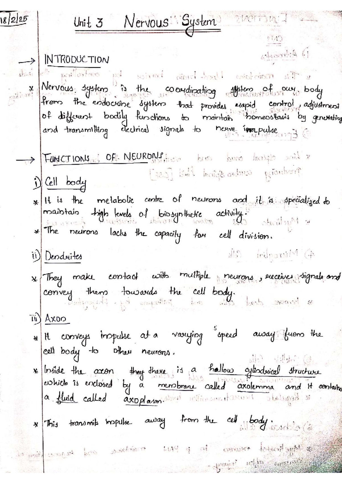 Unit 3: Physiology of the Nervous System - Functions and Structures - Document Preview