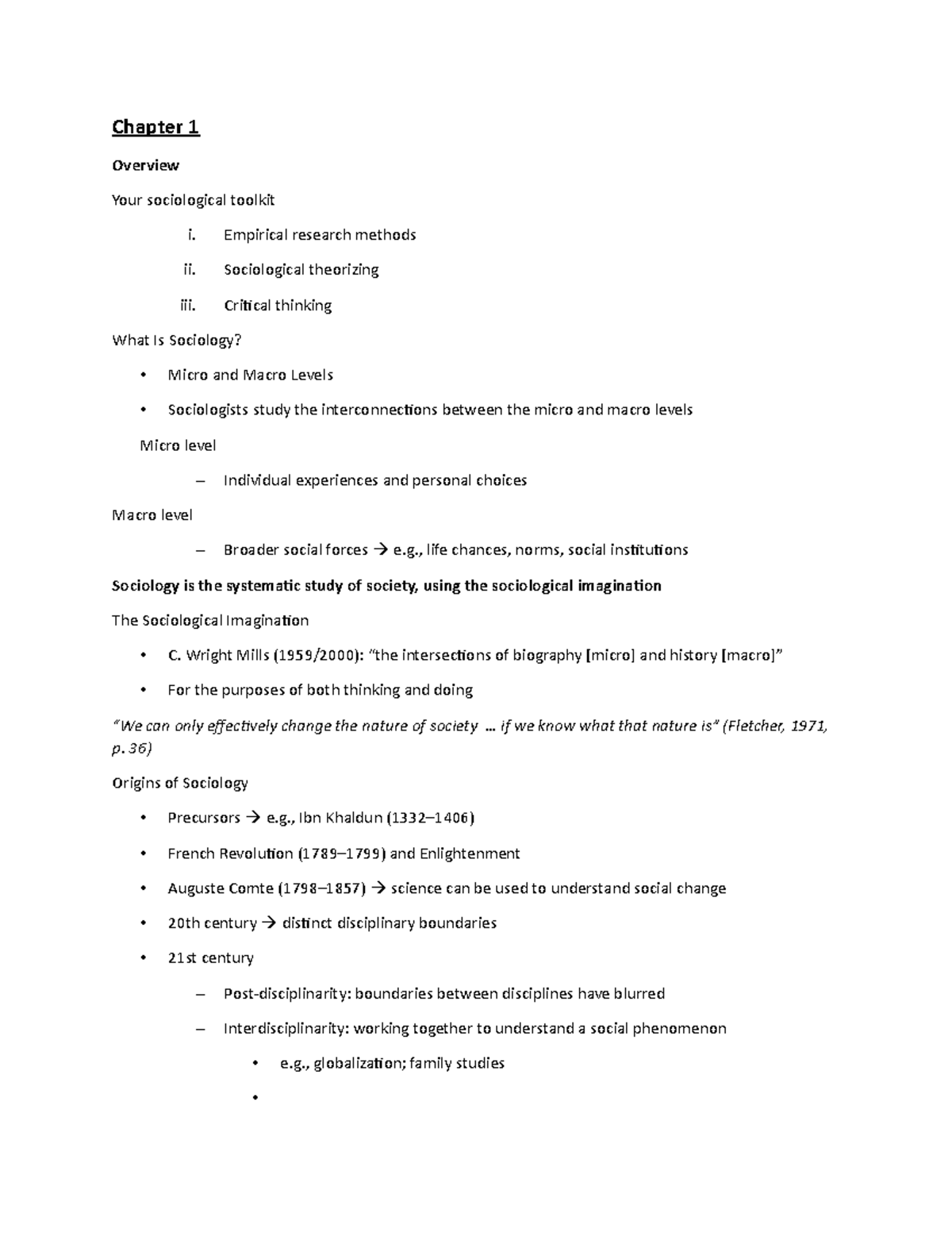Sociology Course Notes: Key Concepts & Research Methods (SOC101) - Studocu