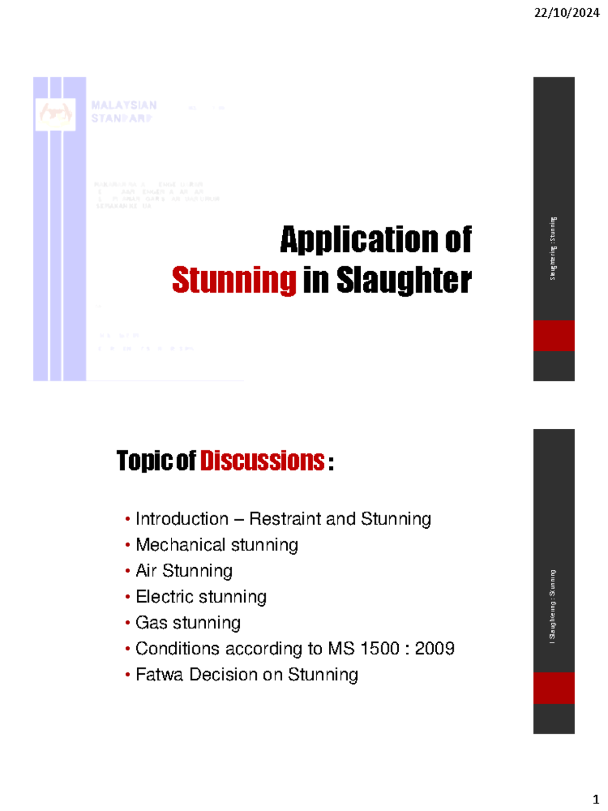 Application of Stunning Techniques in Slaughtering (DHH4013) - Studocu