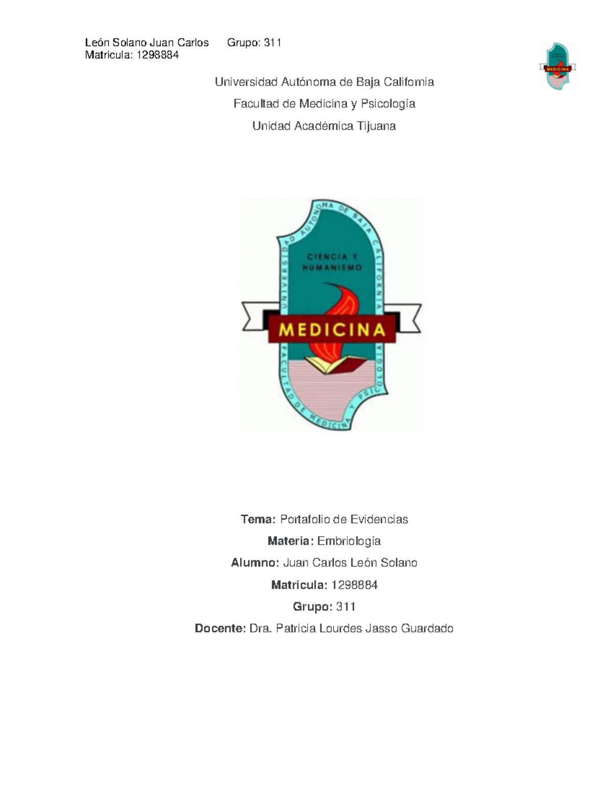 Portafolio de Embriología - Mat. 1298884 - Curso UABC - Studocu