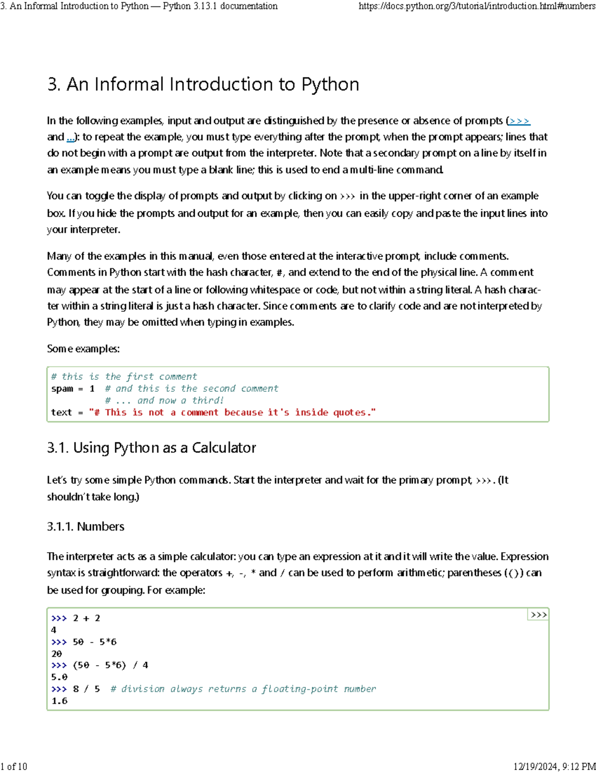 thanga vel college python notes - 3. An Informal Introduction to Python ...