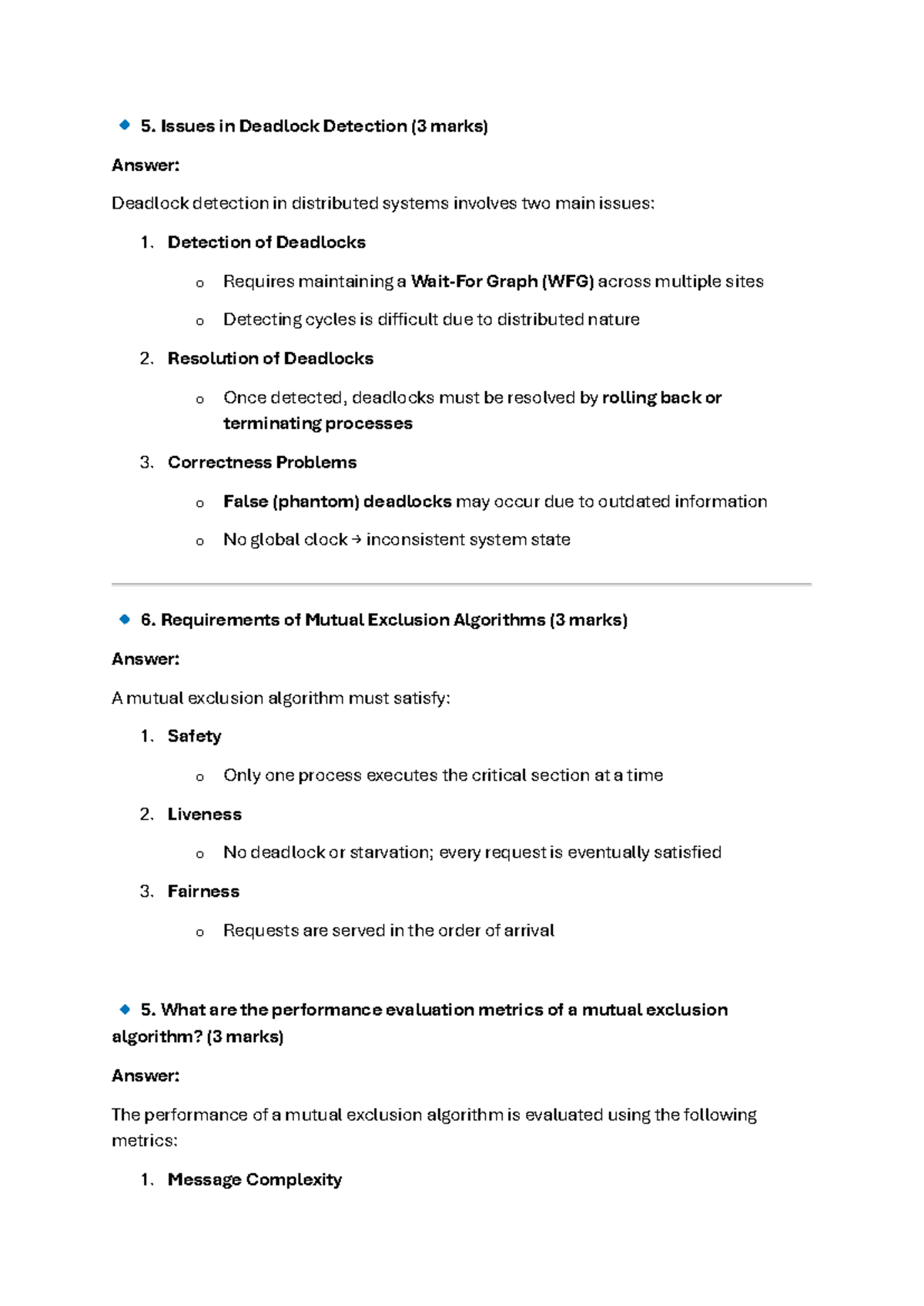 Dc Mod 3 - Deadlock Detection and Mutual Exclusion Notes - Studocu