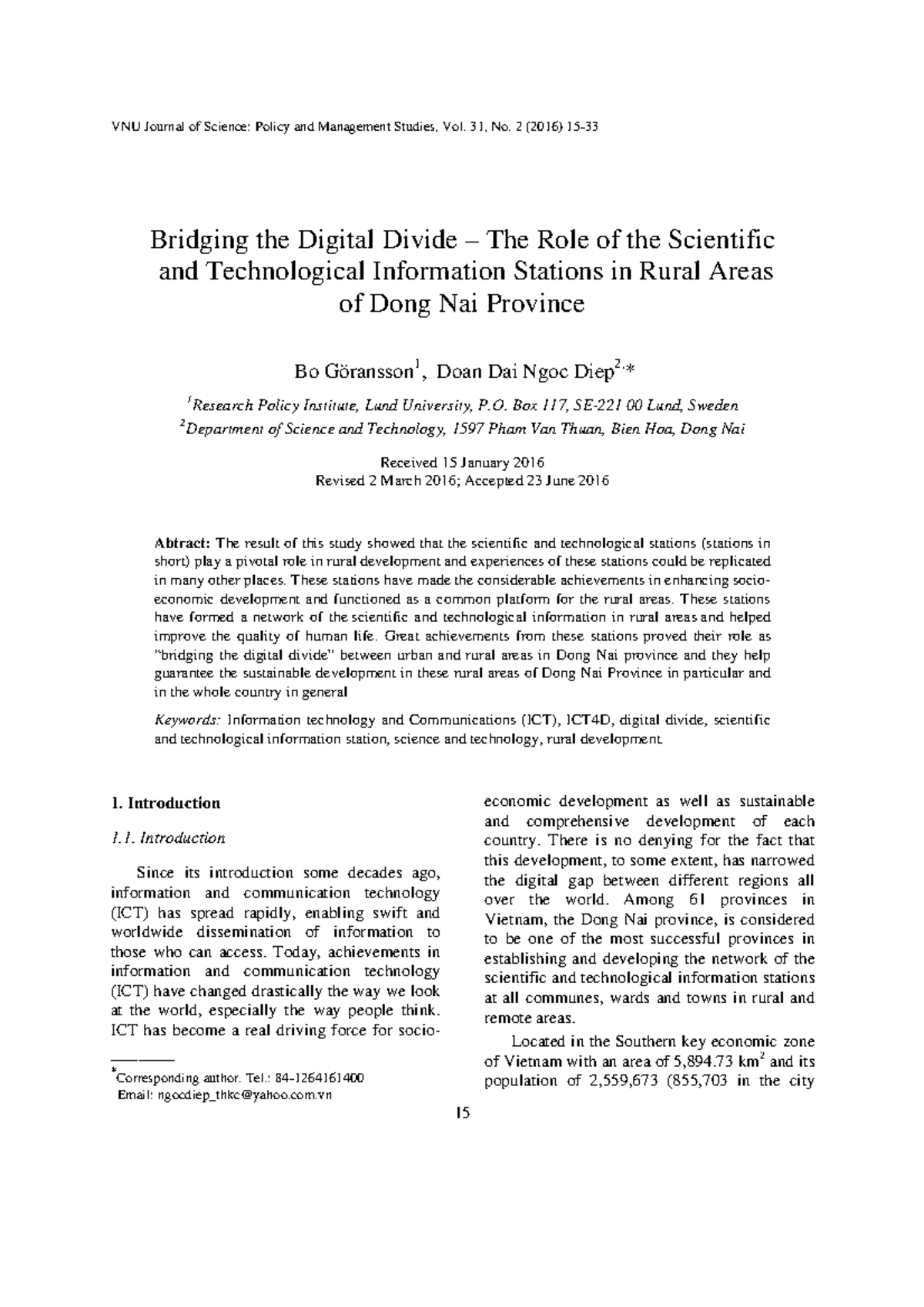VNU Journal of Science: Policy and Management Studies, Vol. 32, No. 2 ...