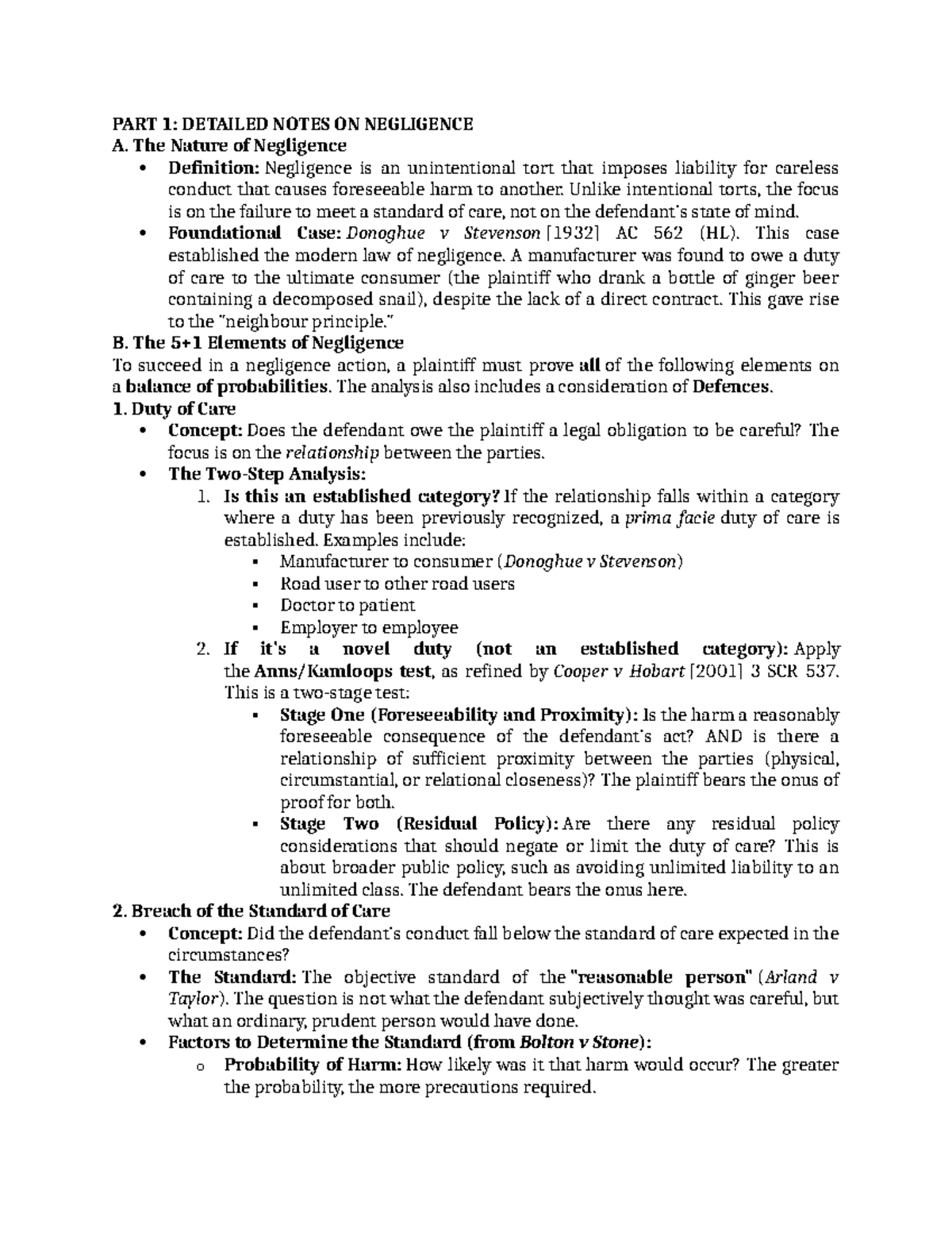 Negligence Law Notes & NCA Exam Flowchart Guide - Studocu