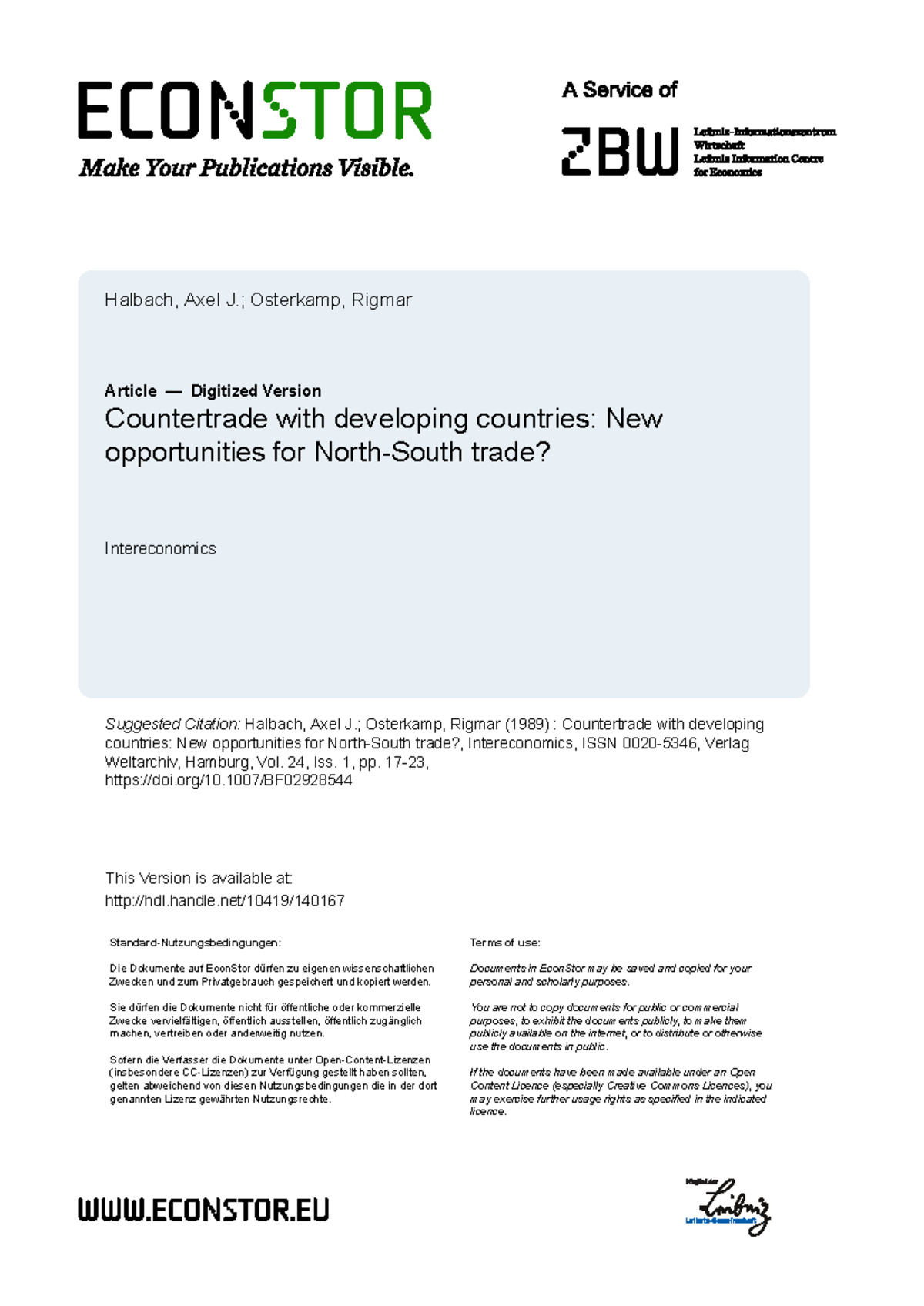 Countertrade with Developing Countries: New Avenues for Trade Insights ...