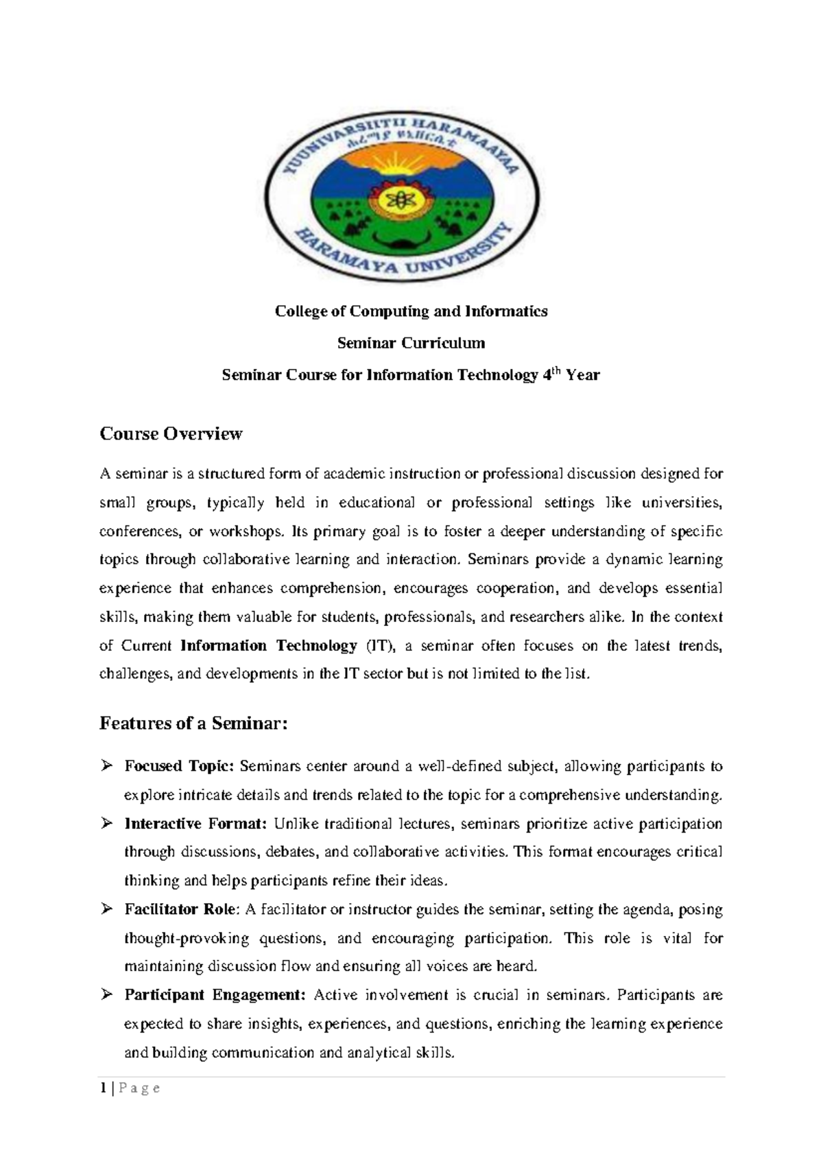 Final Seminar Guidlines - College of Computing and Informatics Seminar ...