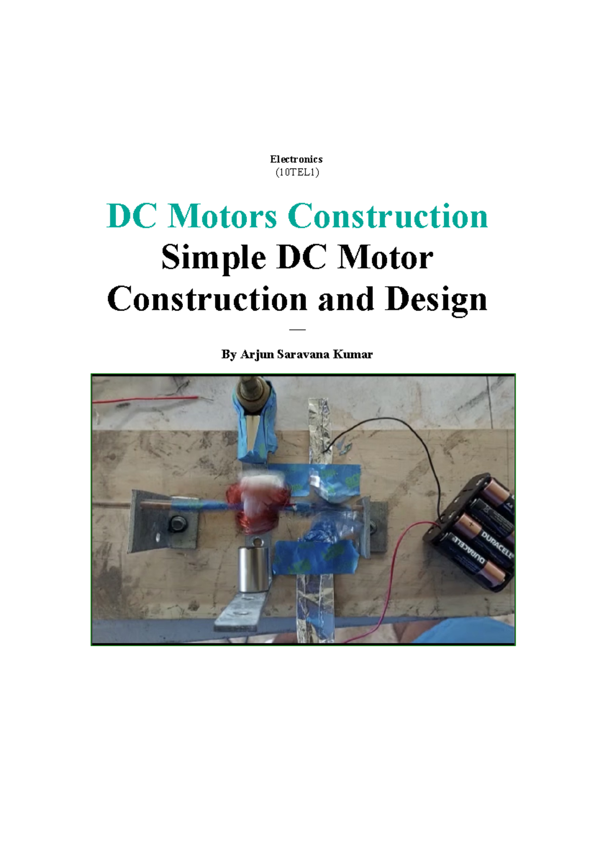 Constructing a Simple DC Motor: 10TEL1 Electronics Assignment - Studocu