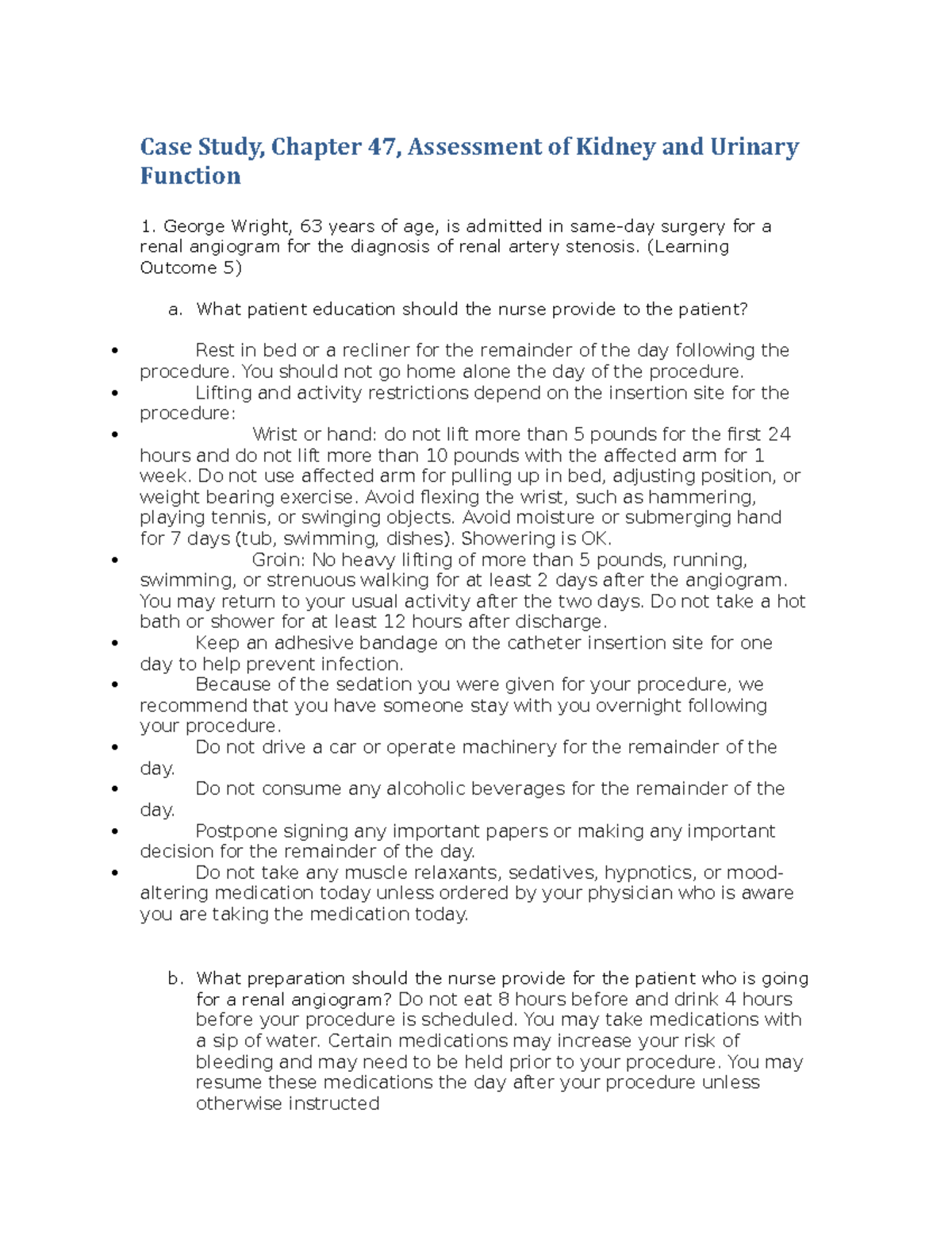 Case Study Wk 8.2: Assessment of Kidney & Urinary Function Analysis ...