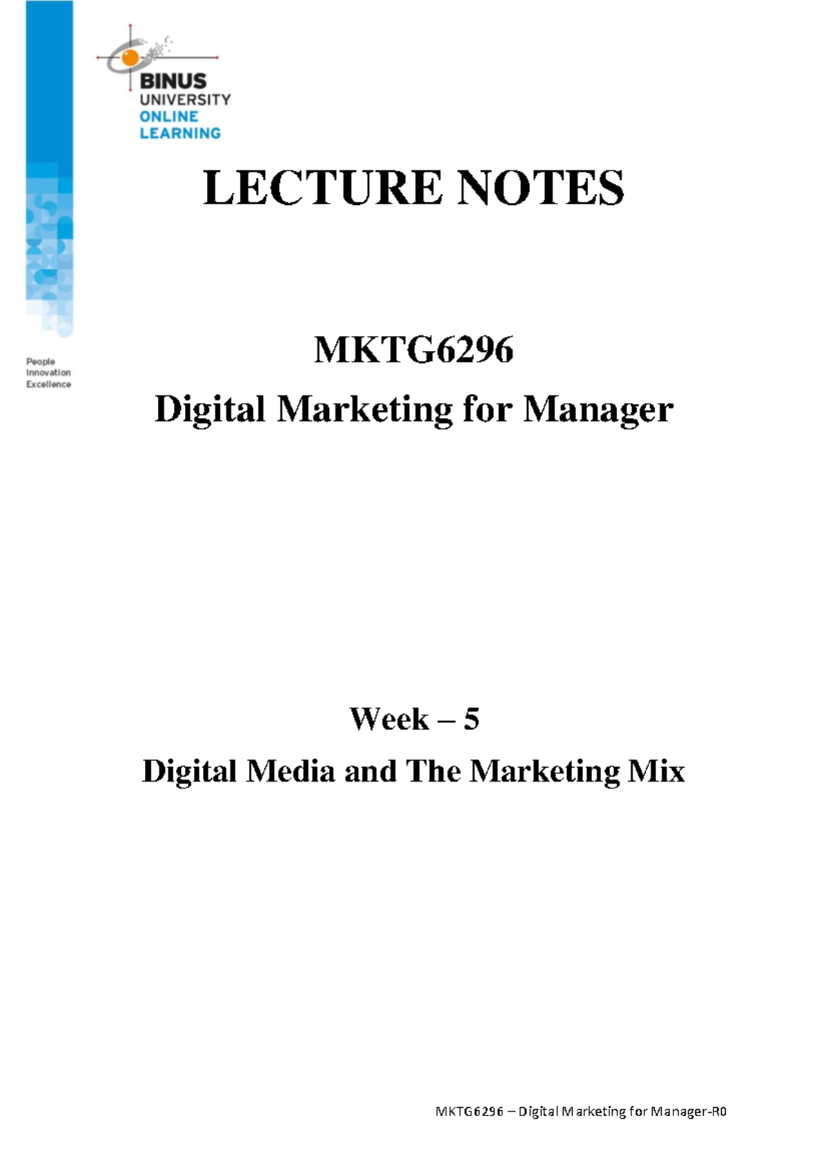 MKTG 20210810000923 - Lecture Notes on Digital Marketing - Week 5 - Studocu