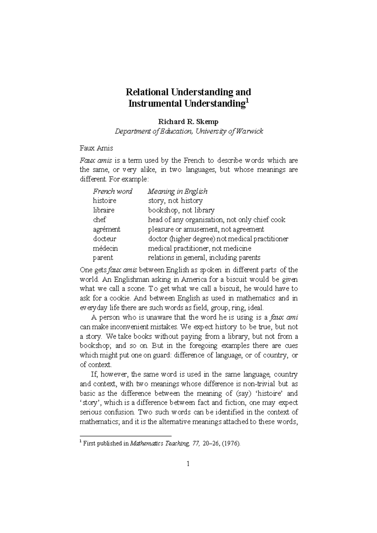 Understanding Relational vs. Instrumental Mathematics (EDU 101) - Studocu