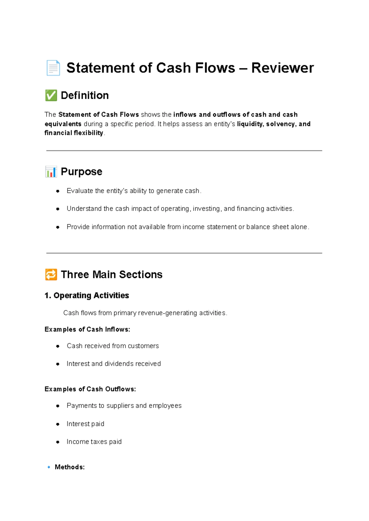 STATEMENT OF CASH FLOW NOTES: A Comprehensive Overview of Cash Flows ...