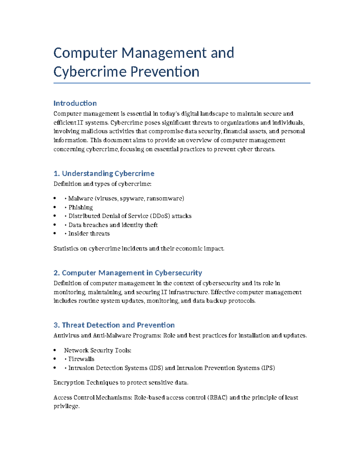 Computer Management and Cybercrime Prevention - Computer Management and ...