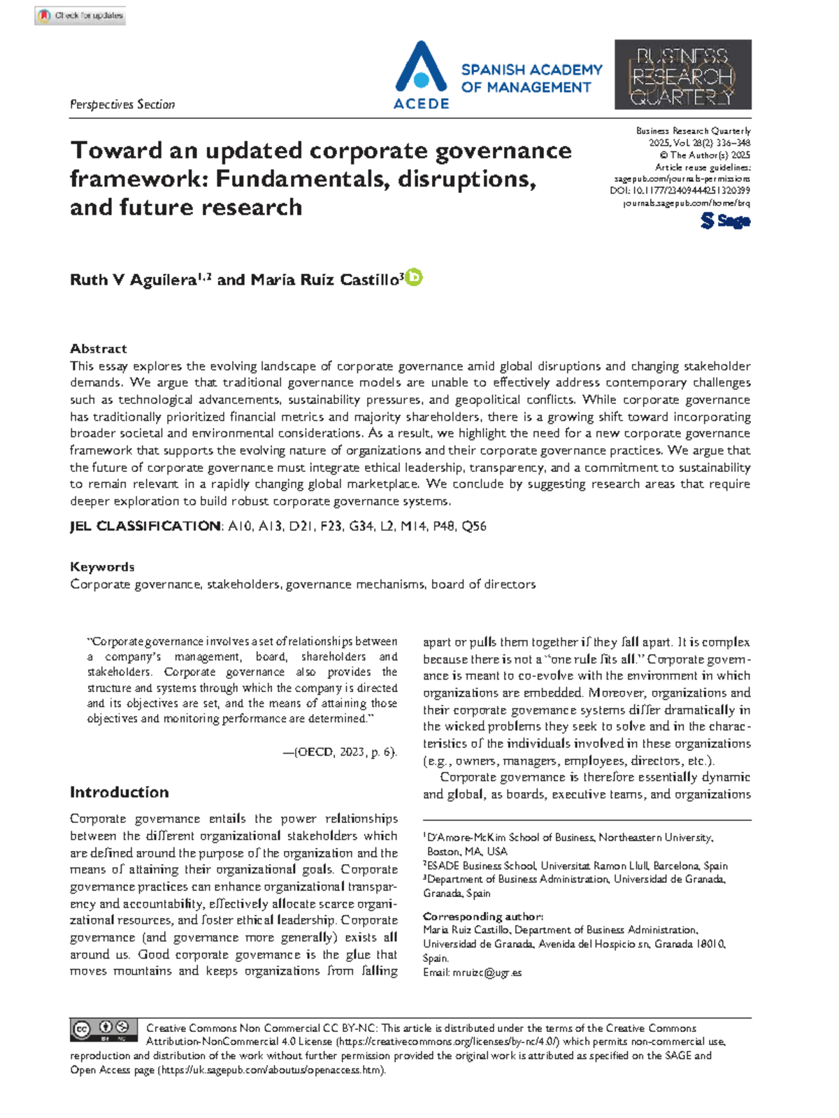 1320399 Research Quarterly: Updated Corporate Governance Framework ...