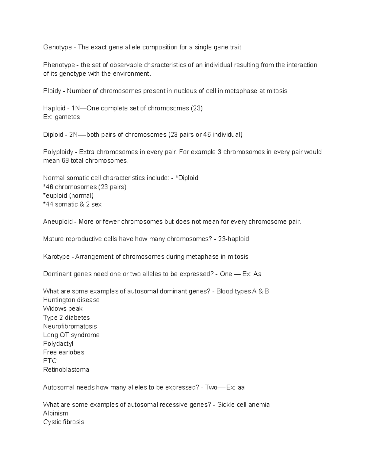 Mod1 Quizlet - Genetics Summary and Key Concepts - Studocu