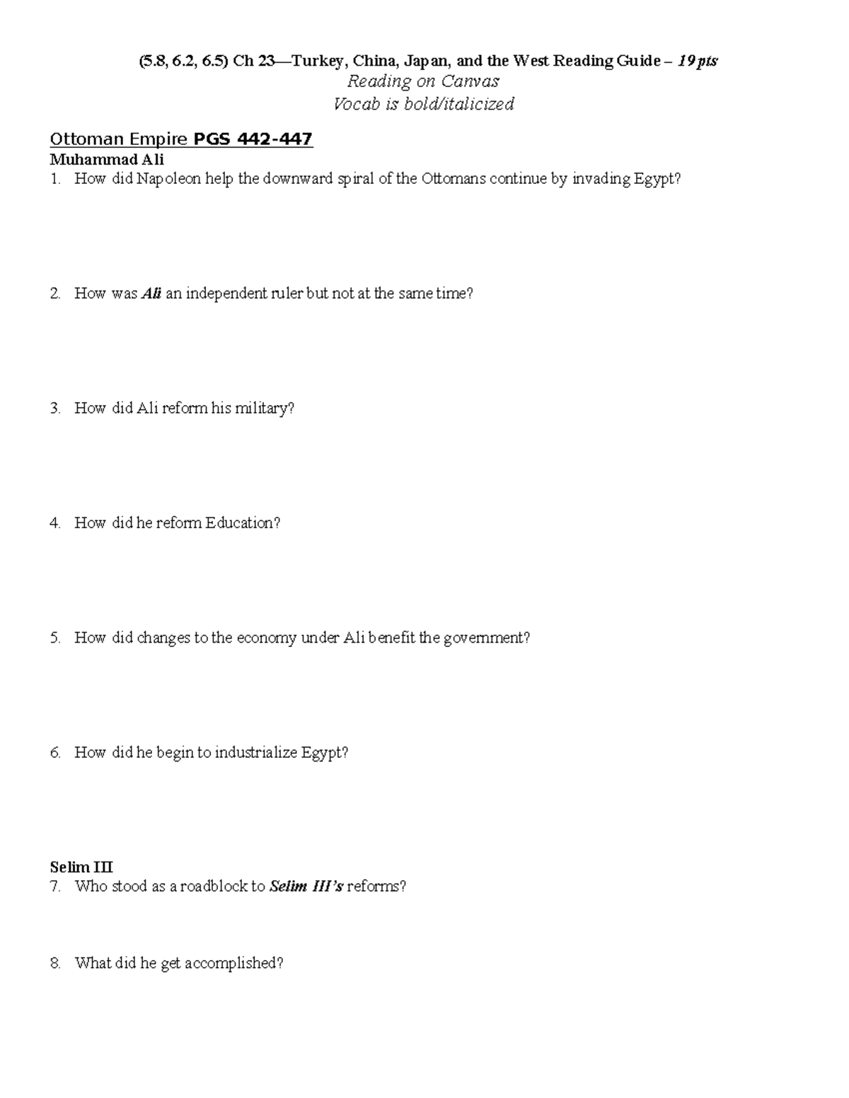 (5.6, 5.8, 6.2, 6.5) CH 23 Amsco Reading Guide: China, Japan, and the ...
