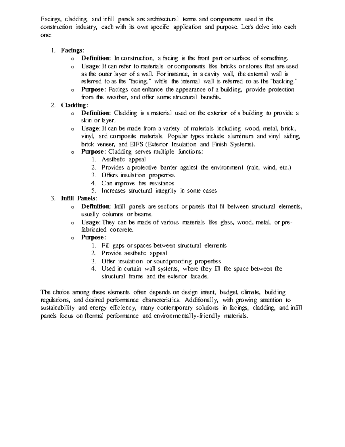 Architecture 101: Facings, Cladding, & Infill Panels Notes - Studocu
