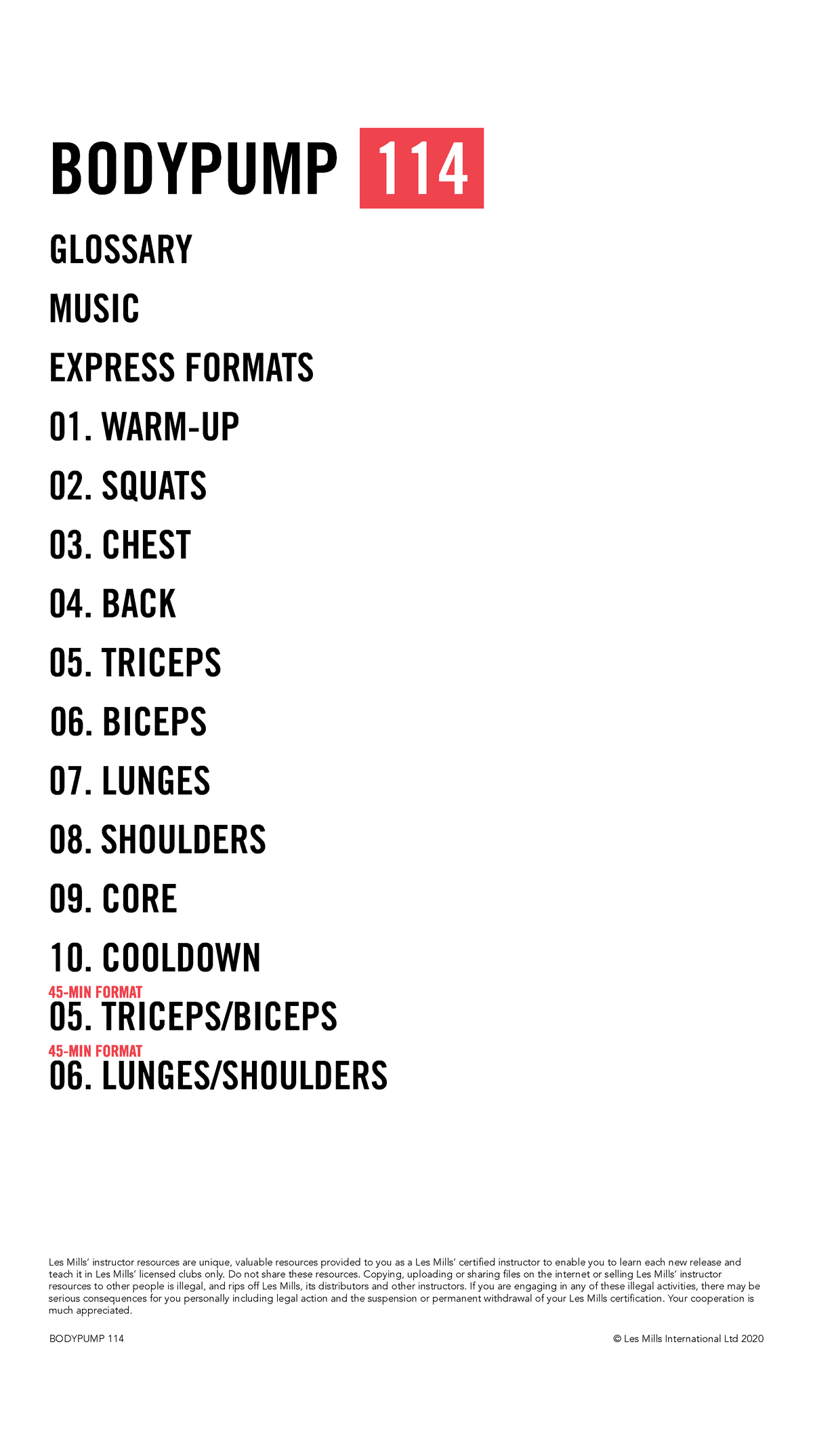 BODYPUMP 114 Choreography Notes and Instructor Guidelines - Studocu
