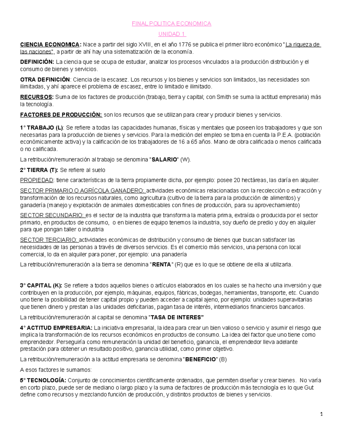 Final Exam Economic Policy Notes - UNIDAD 1 & 2 - Studocu