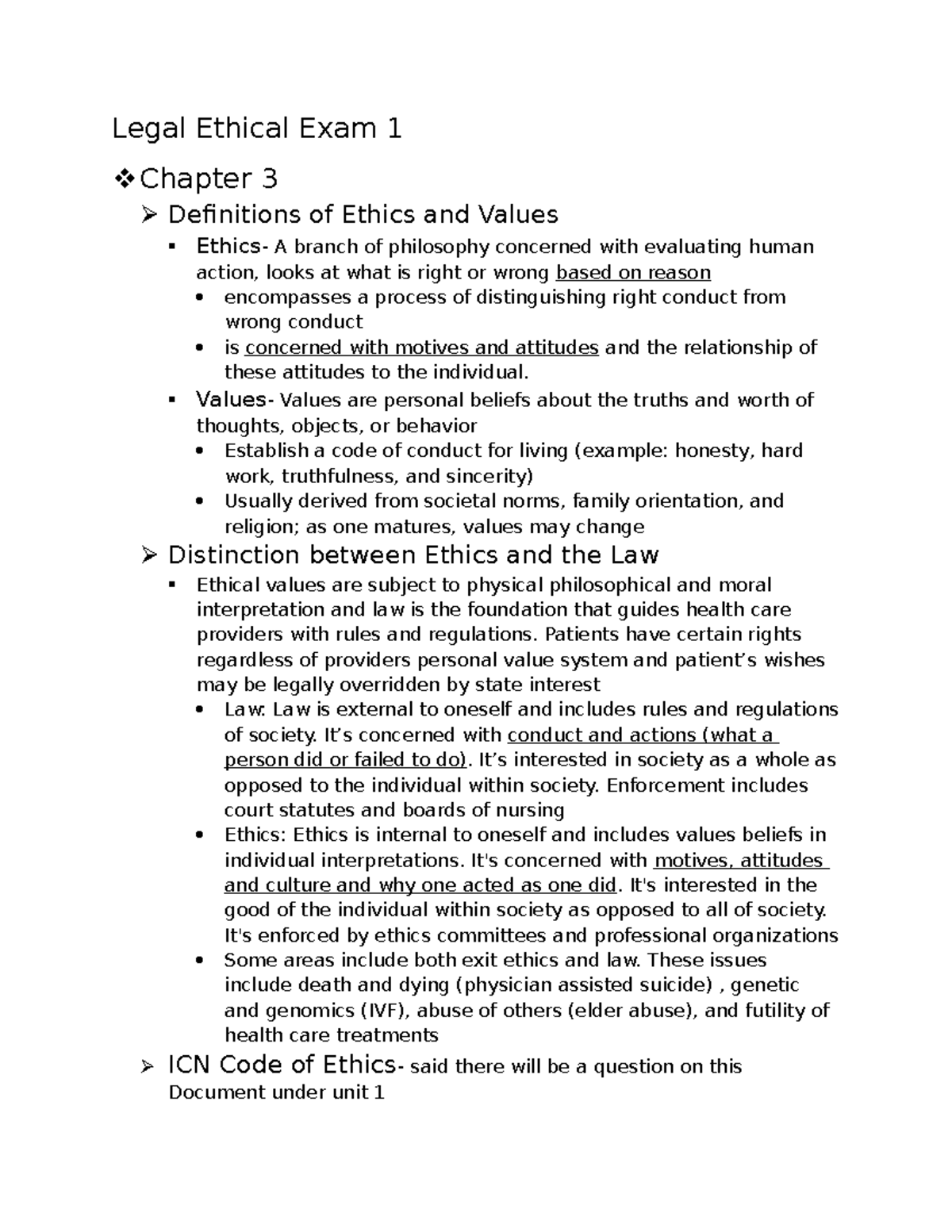 Ethics Test 1 Study Guide for Module 1 - Prof. Duhon - Studocu