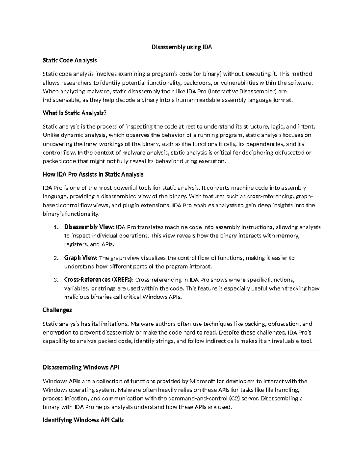Disassembly Using IDA Pro: Static Analysis in Malware Analysis Unit 3 ...