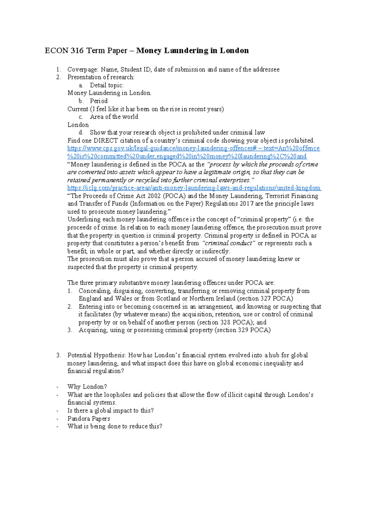 ECON 316 Term Paper: Analyzing Money Laundering in London - Studocu