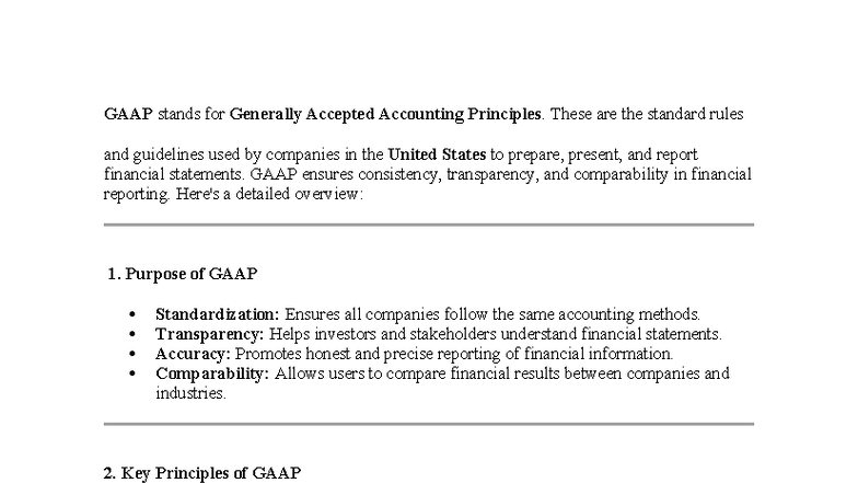 GAAP Overview: Key Principles and Components - COOL - Studocu