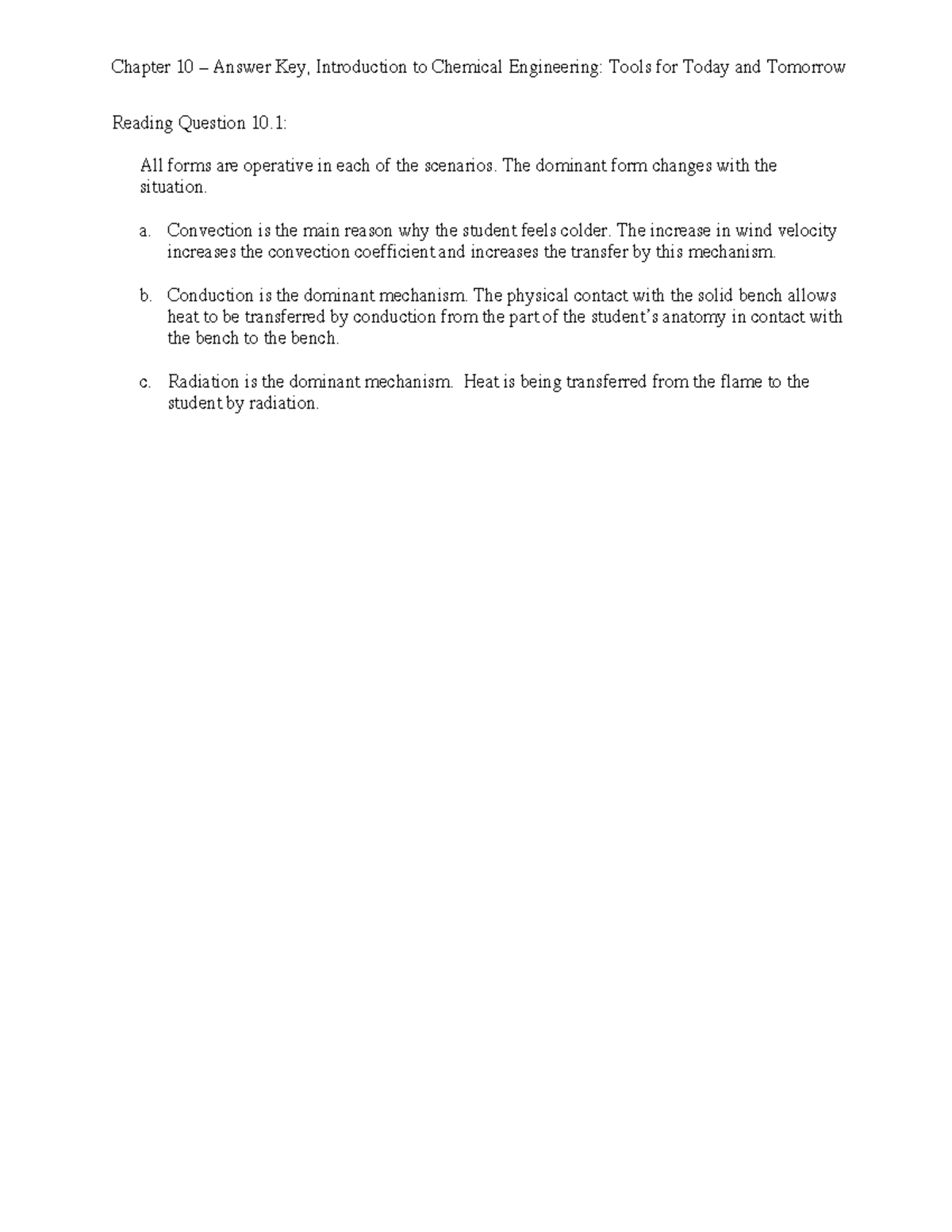 Introduction to Chemical Engineering - Chapter 10 Study Guide - Studocu