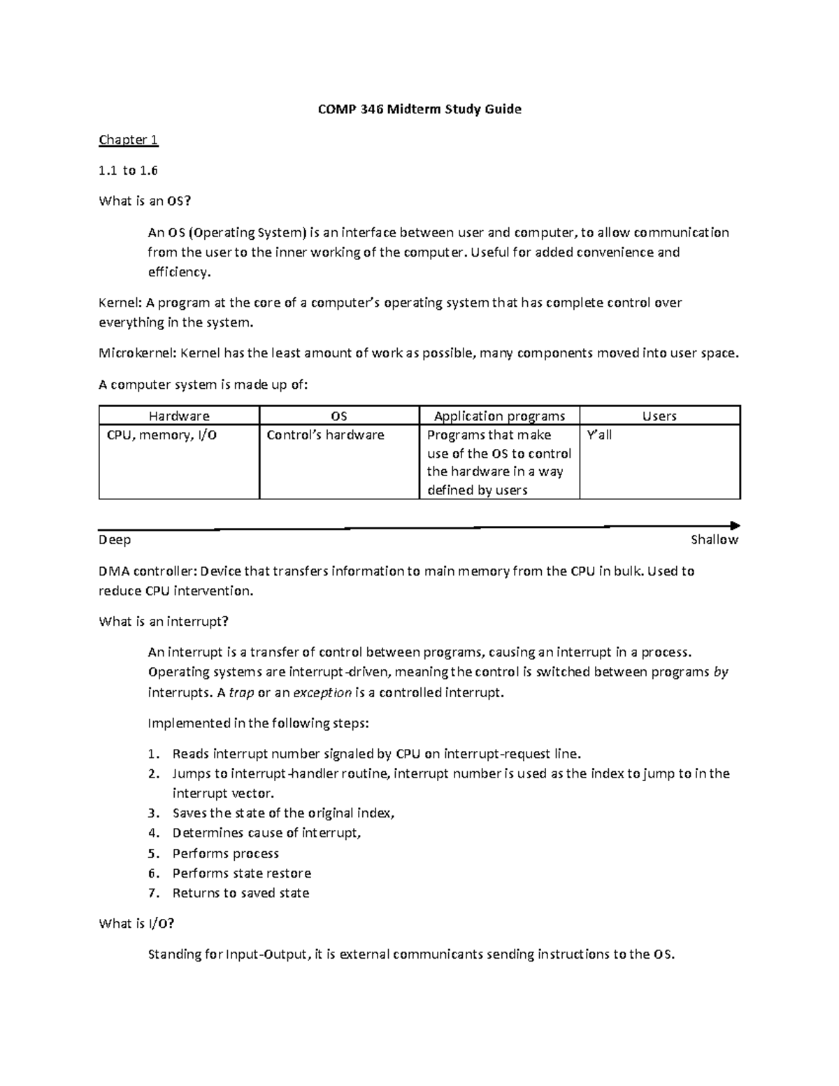 COMP 346 Midterm Study Guide: Operating Systems Overview - Studocu