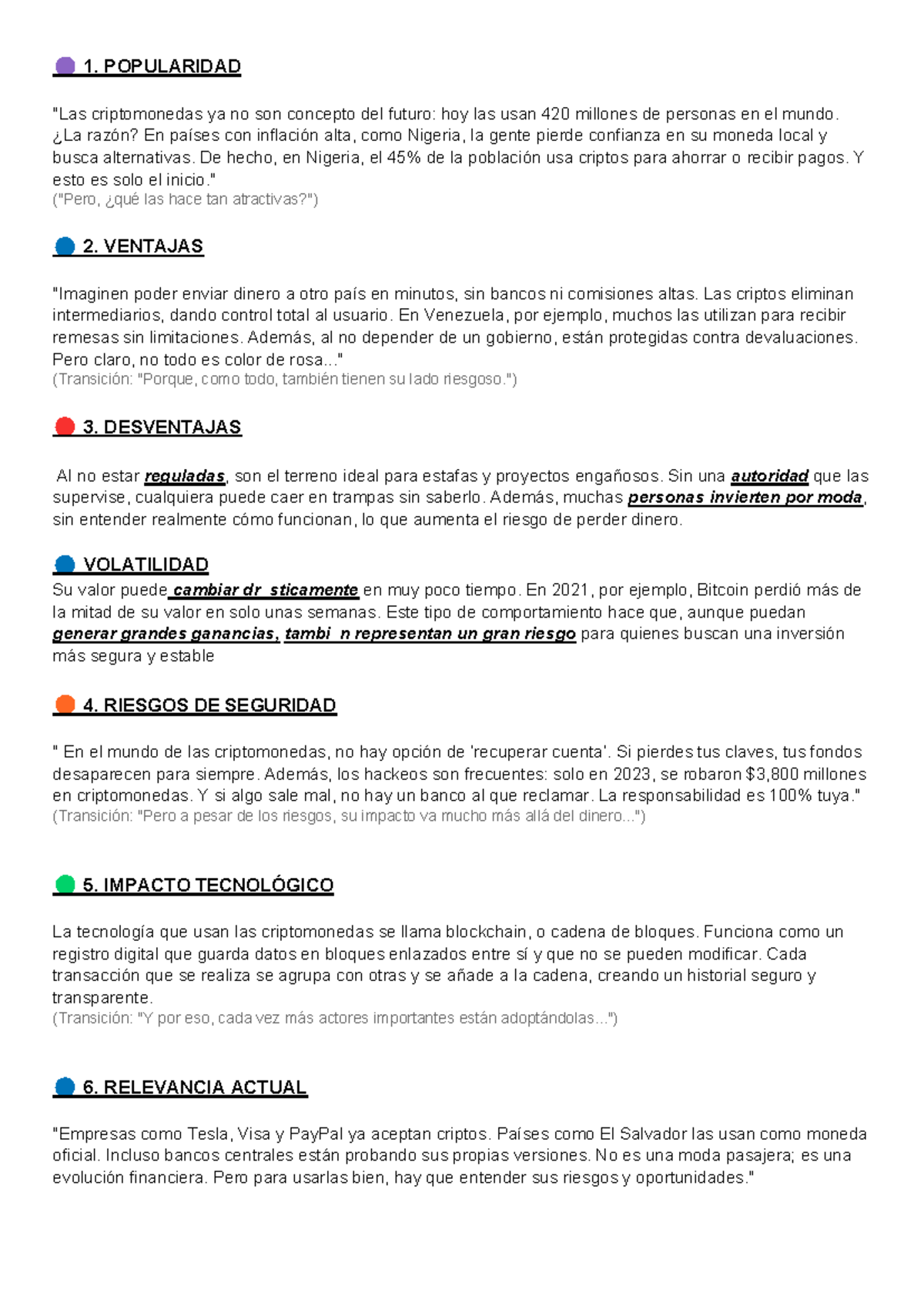 Criptomonedas: Ventajas, Desventajas y Riesgos en el Mundo Actual - Studocu