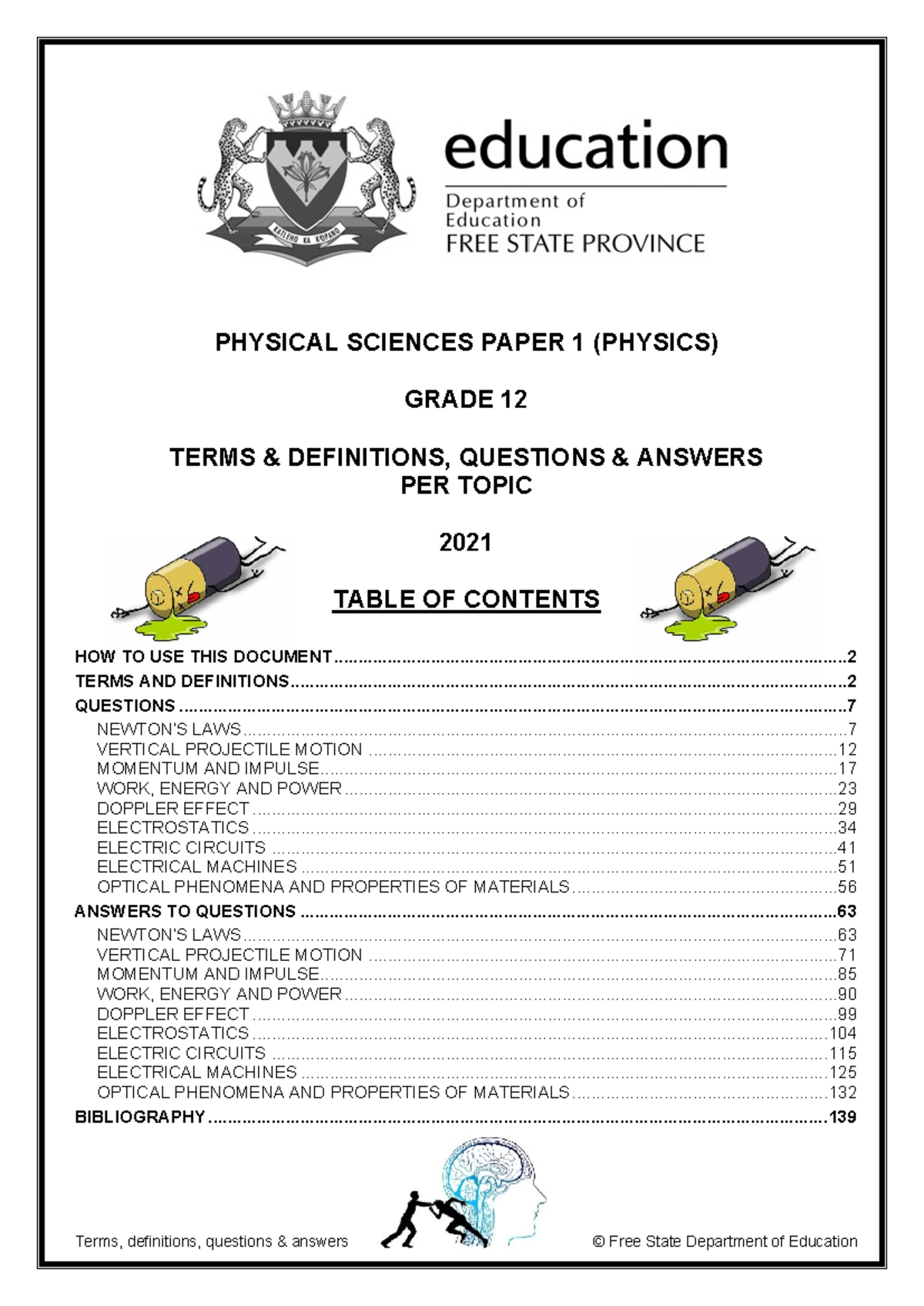 Physical Sciences P1 (Physics) Gr 12: Terms, Definitions, Questions ...