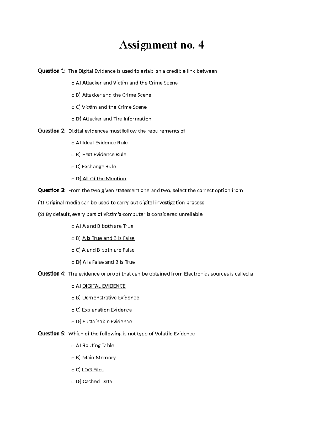 Assignment 4 - asd - Assignment no. 4 Question 1: The Digital Evidence ...