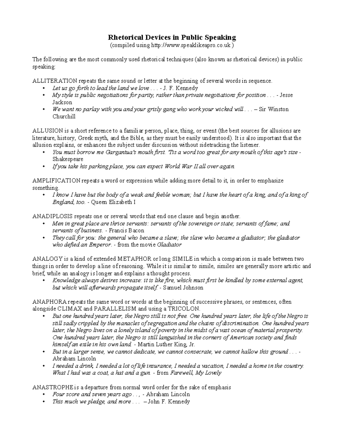 Rhetorical Devices in Public Speaking - English Advanced 1475818917 ...