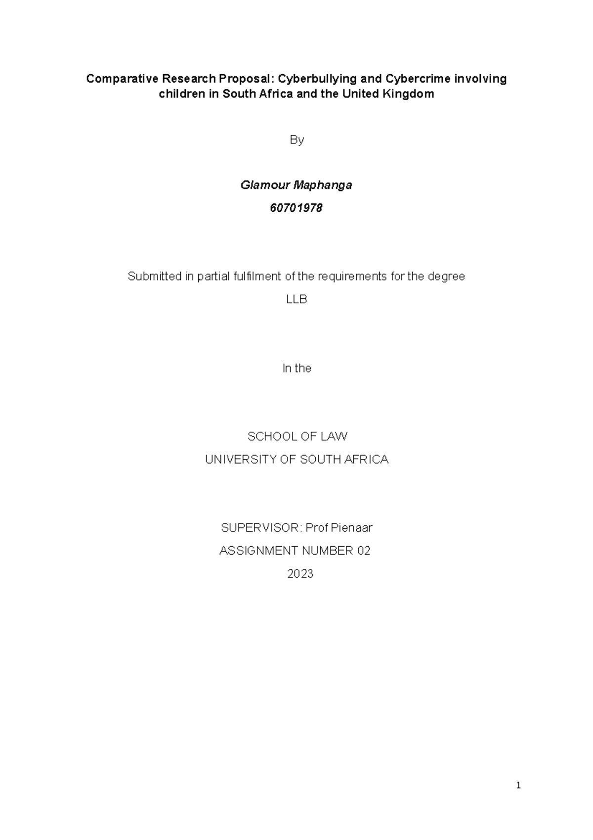 Comparative Research Proposal on Cyberbullying LME3701 - Studocu
