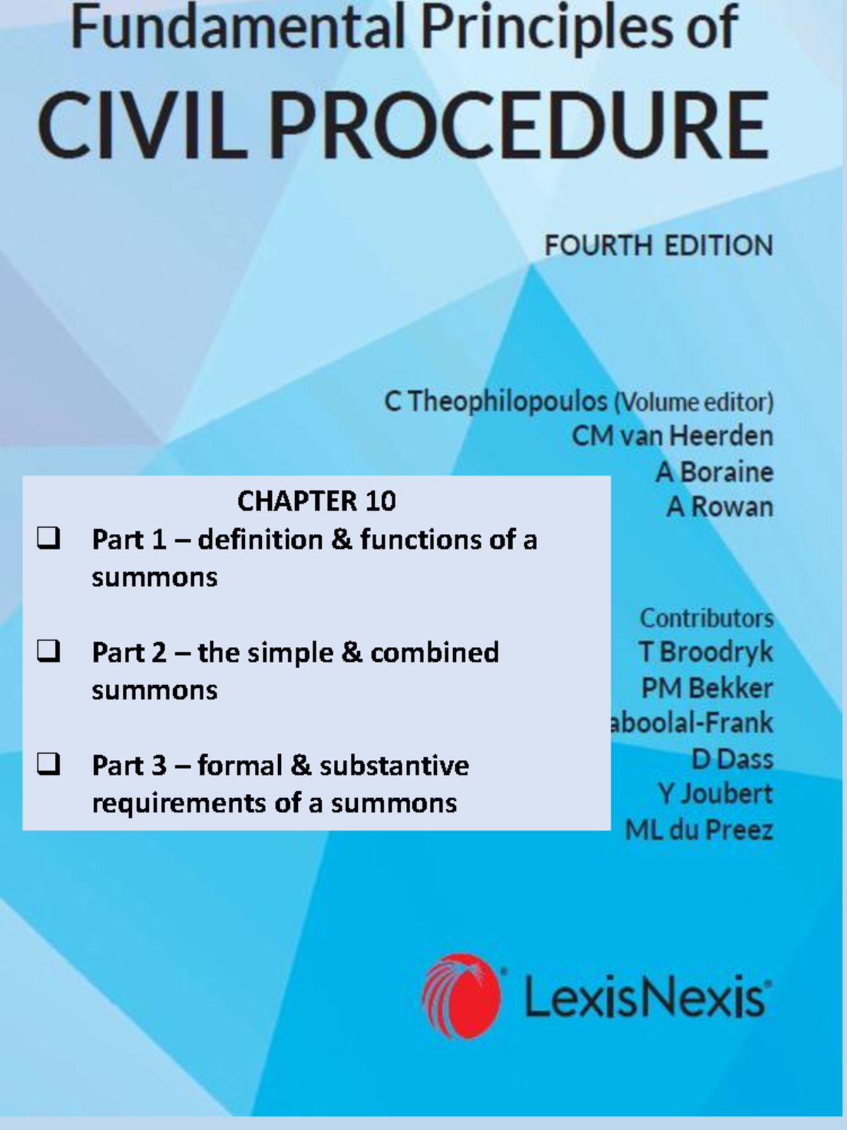 CH 10: Functions and Requirements of Summons in Civil Proceedings - Studocu
